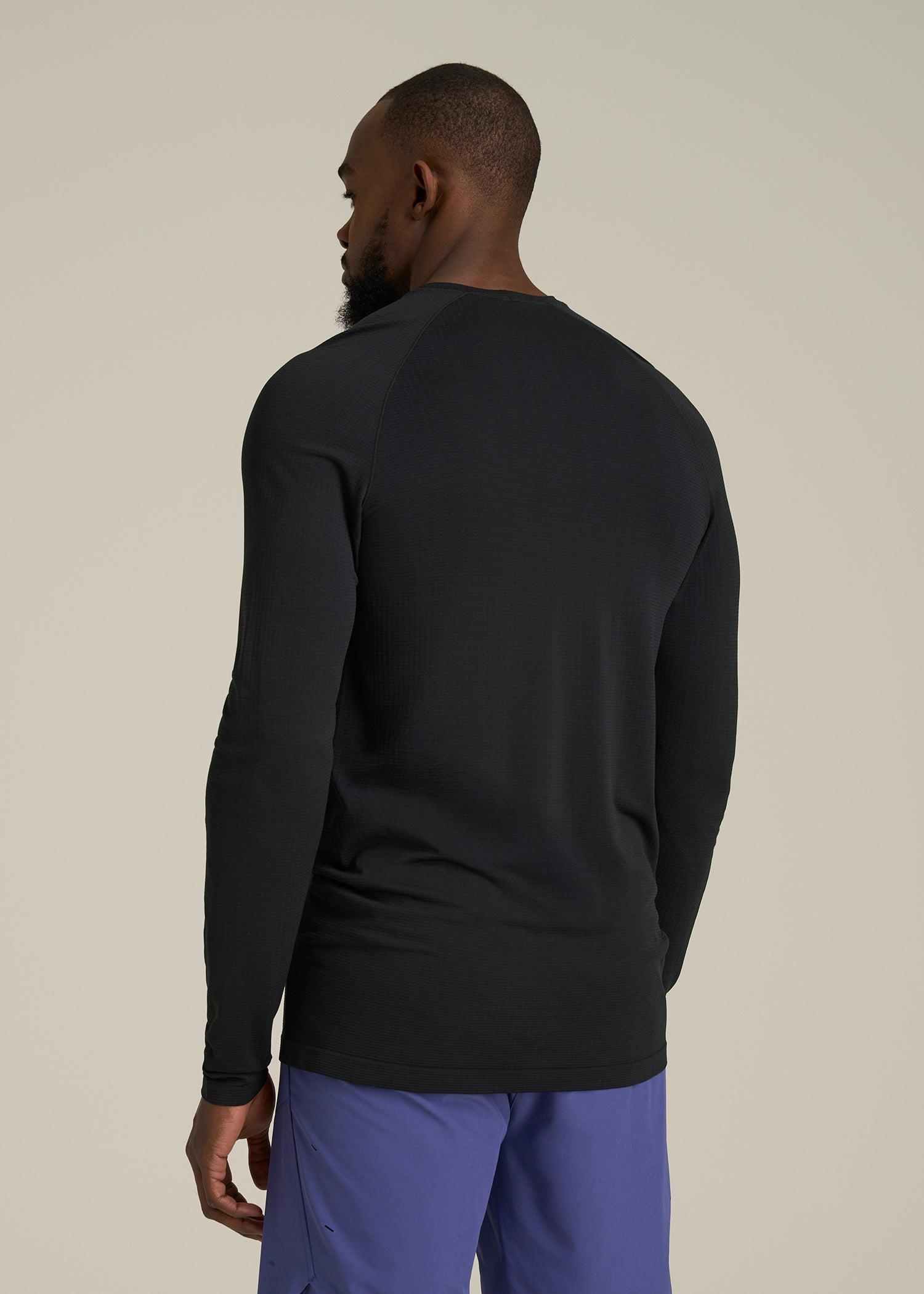 Long Sleeve Vented Training Top for Tall Men in Black Male Product Image