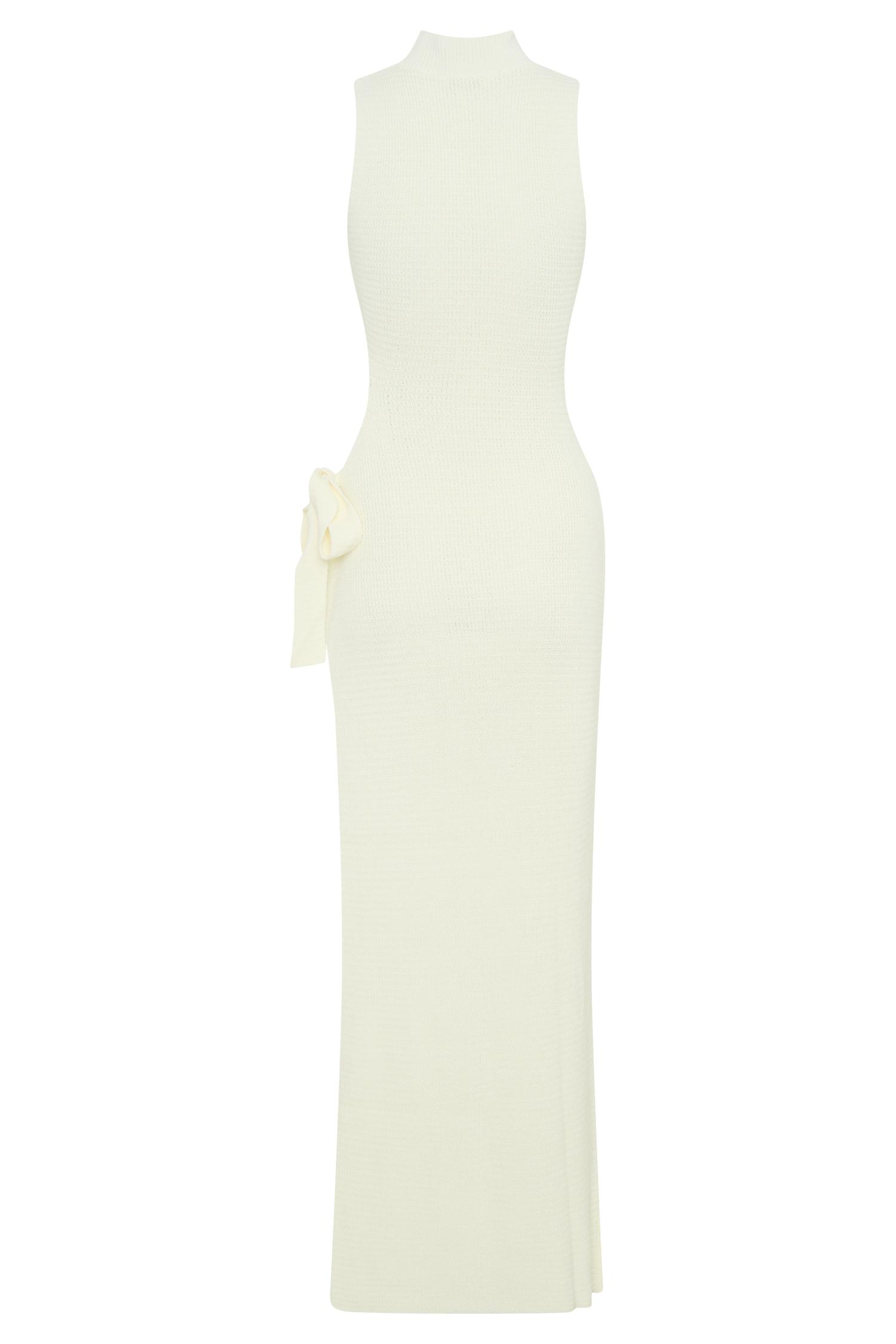 Stephanie Cut Out Knit Maxi Dress - Ivory Product Image