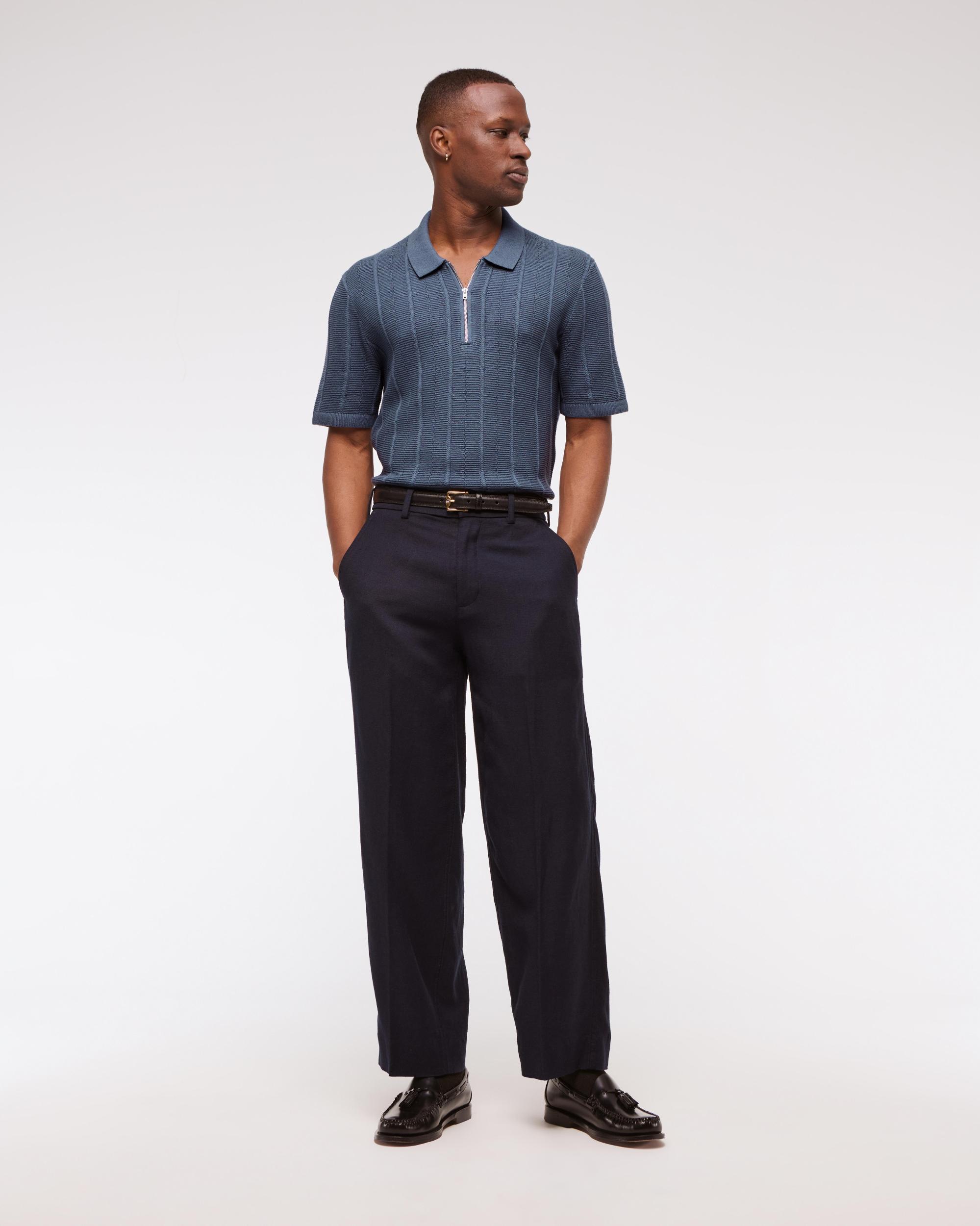 Textural Stripe Zip Sweater Polo Product Image