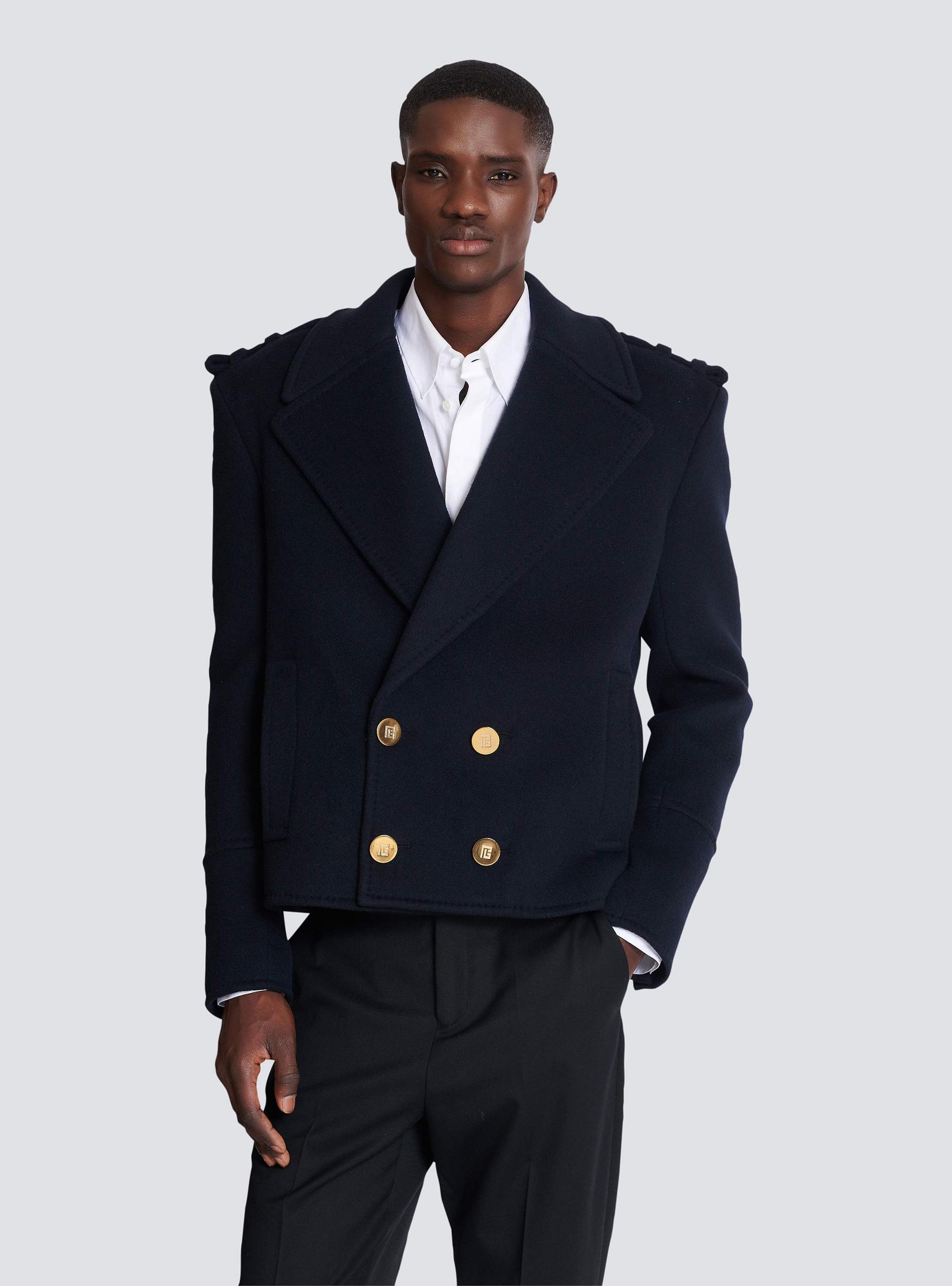 Cropped wool reefer jacket Product Image
