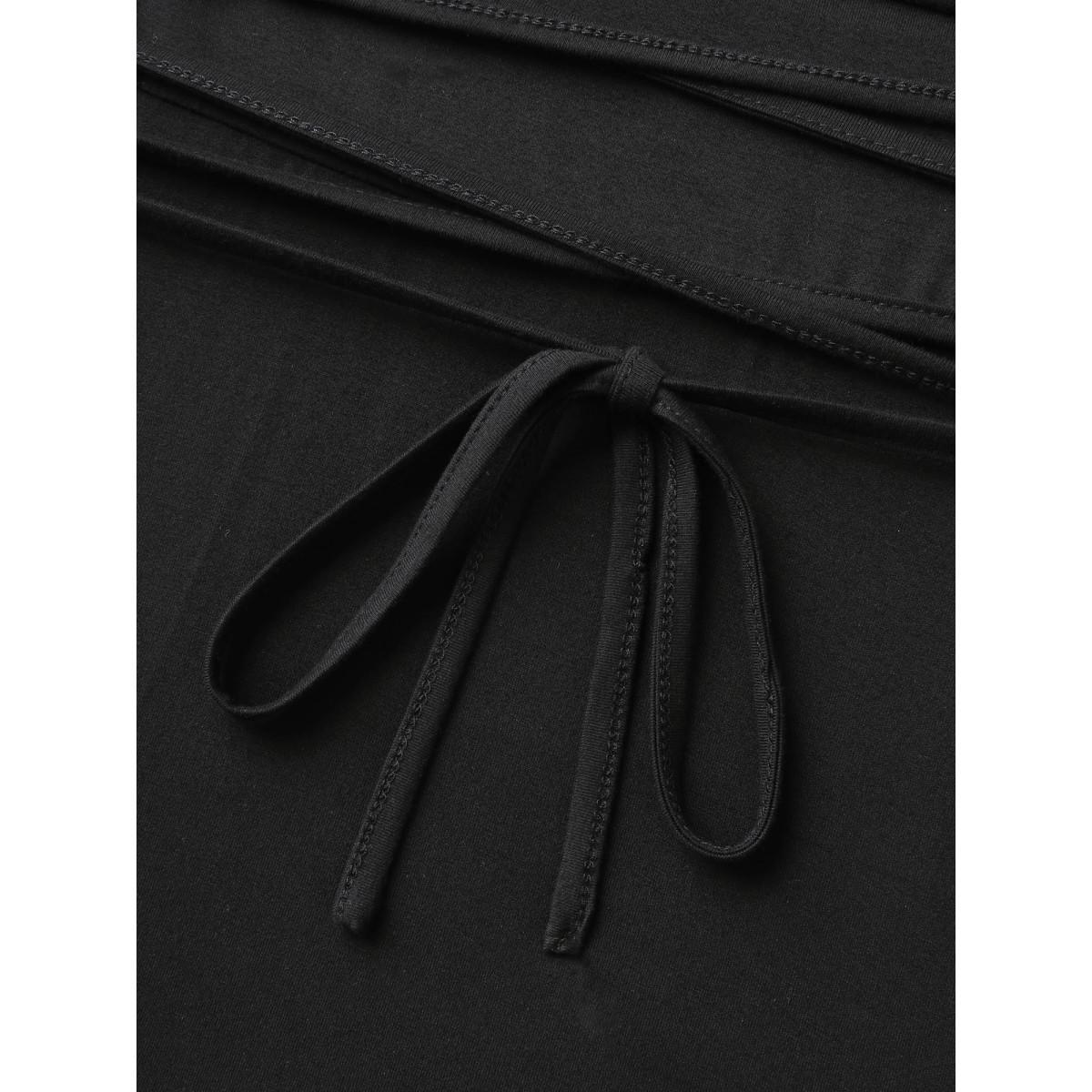 Plus Size Sheer Back-Tie Plunging Neck Midi Dress Black Women U-neck Sleeveless Curvy BloomChic 18-20/2X Product Image