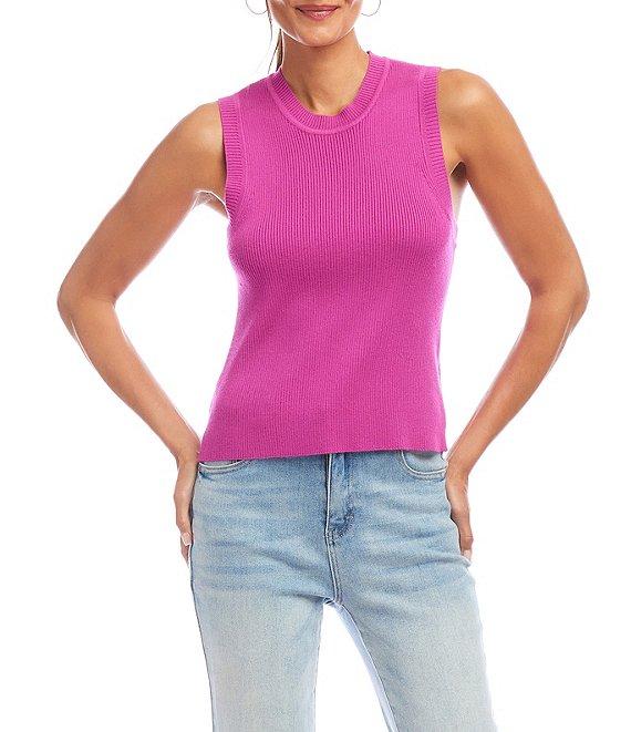 Karen Kane Ribbed Knit Crew Neck Sleeveless Tank Product Image
