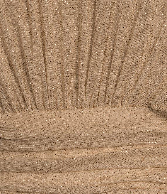 Ignite Evenings Embellished Crew Neck Capelet Sleeve Glitter Mesh Sheath Dress Product Image