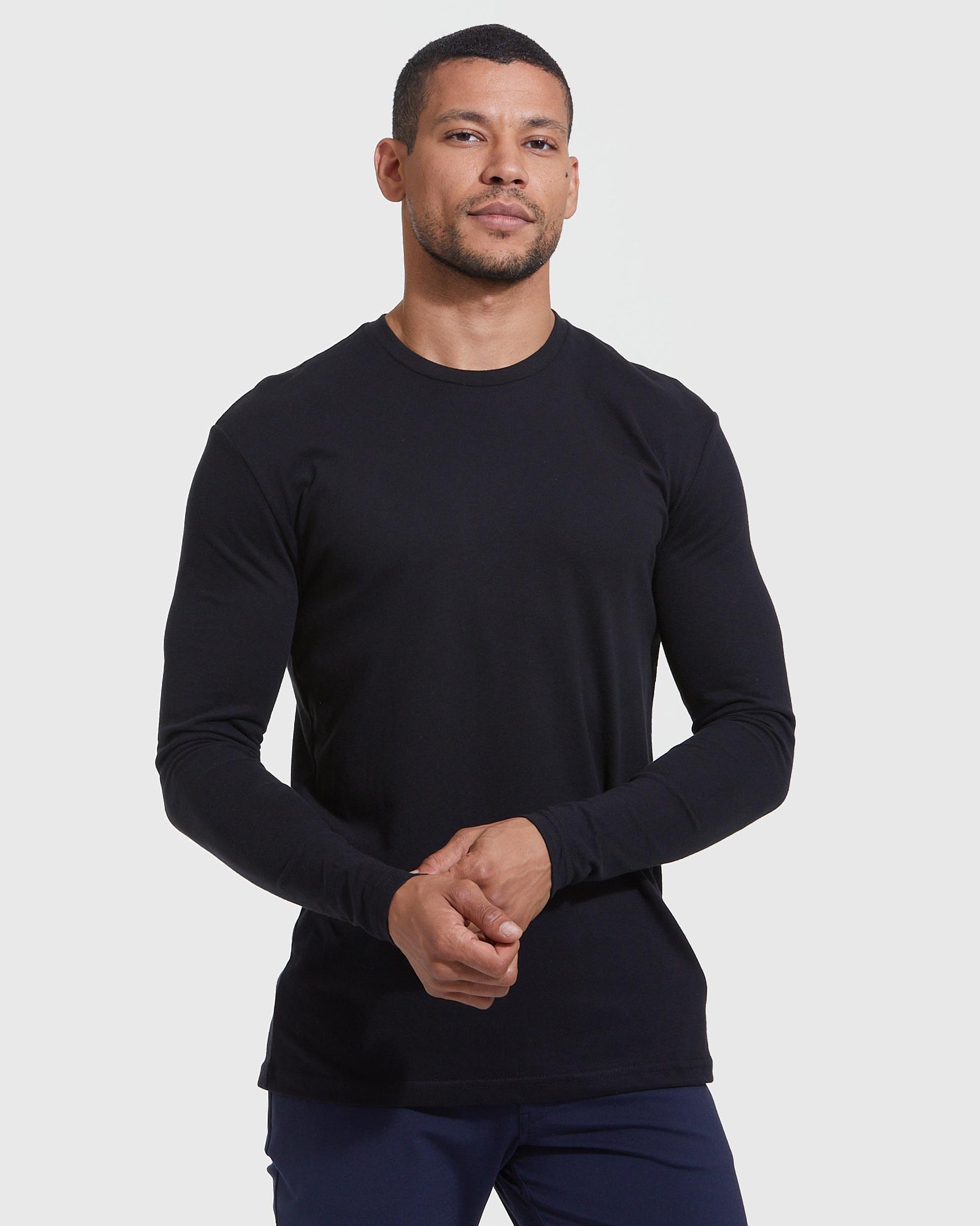 Black Classic Long Sleeve Crew Neck 3-Pack Product Image
