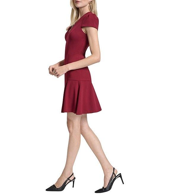 DKNY by Donna Karan Scuba Crepe Short Sleeve Fit And Flare Dress Product Image
