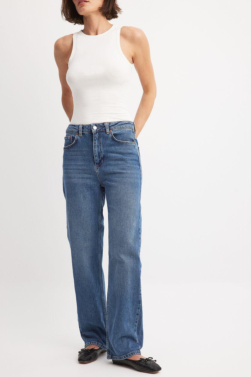 Straight High Waist Jeans Grey Product Image