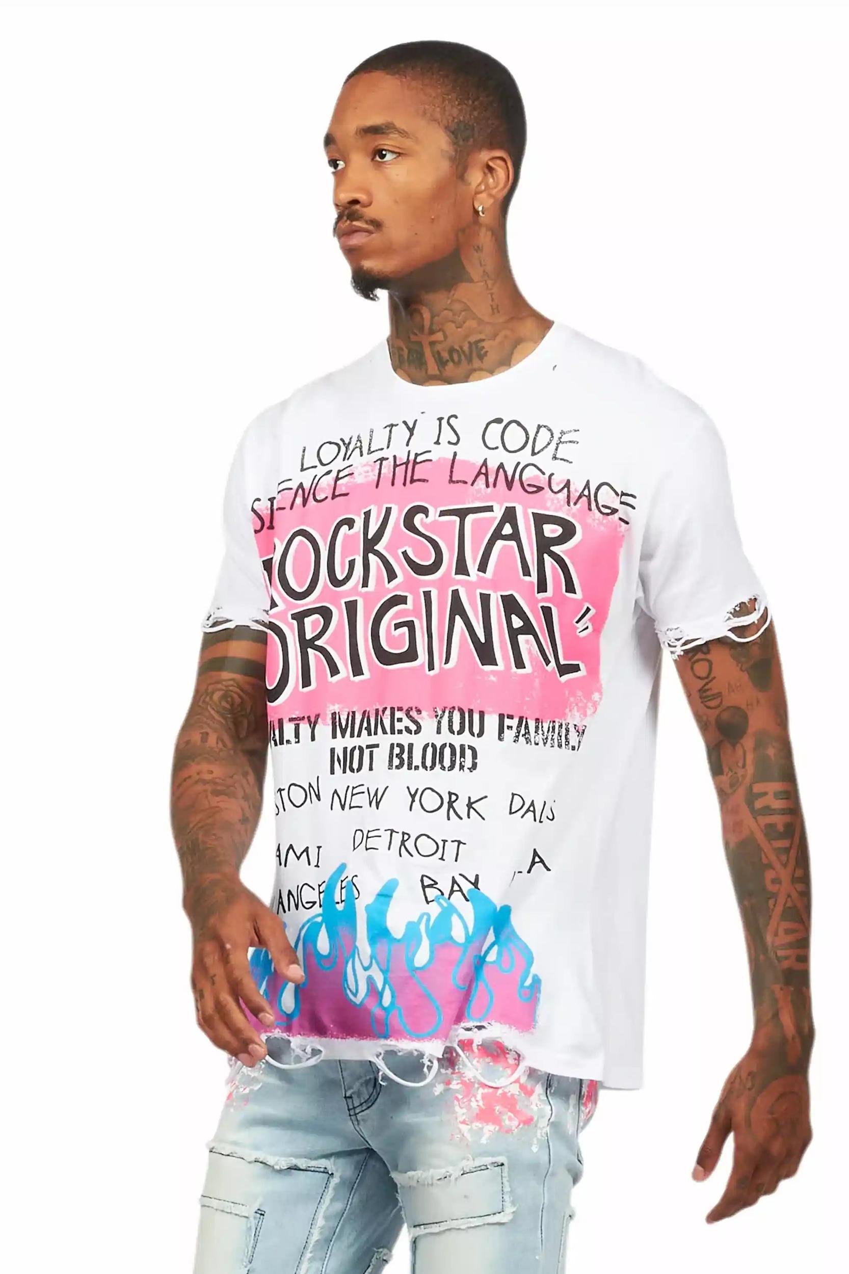 Beno White Oversized Graphic T-Shirt Male Product Image