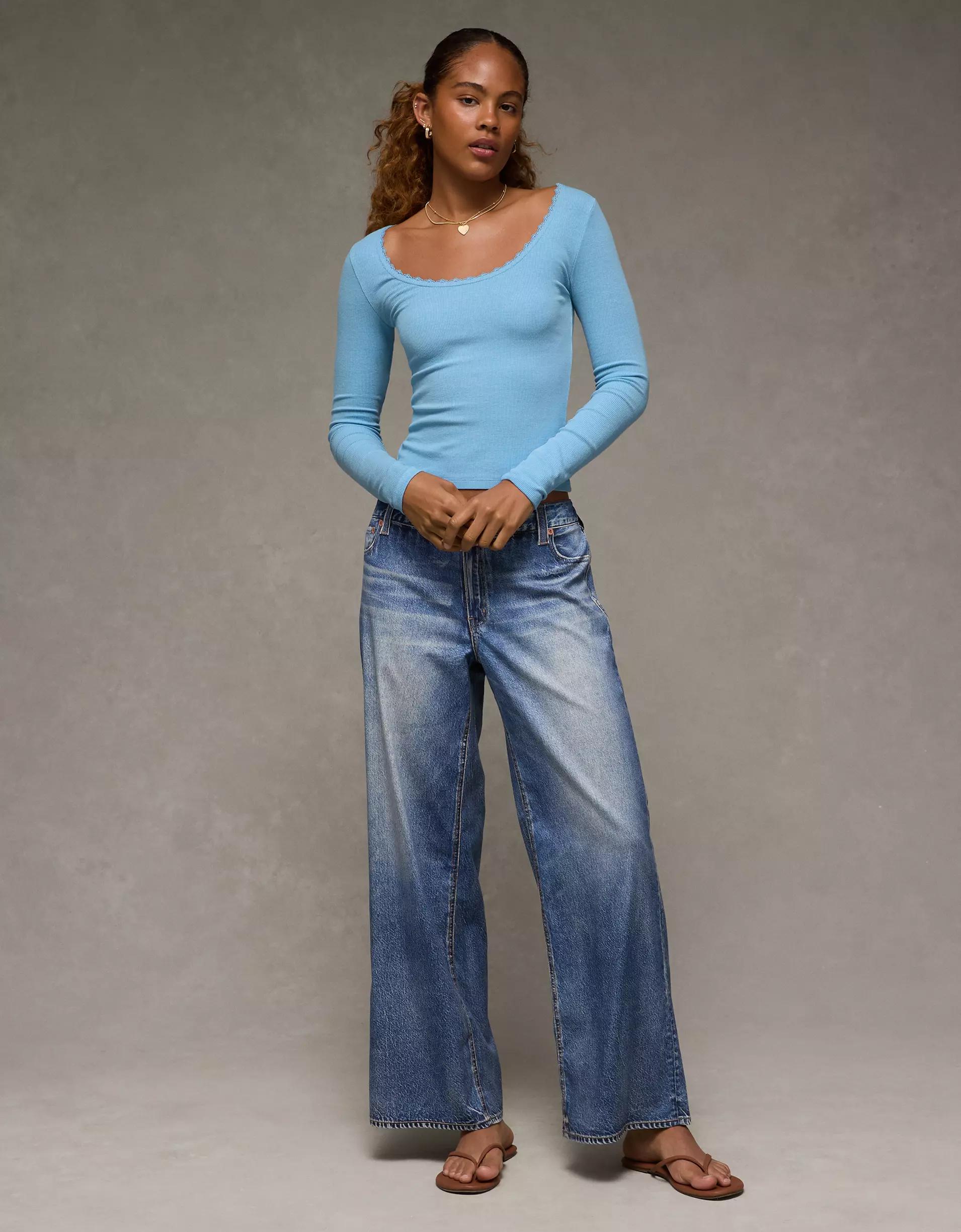 AE Lace-Trim Long Sleeve T-Shirt Product Image