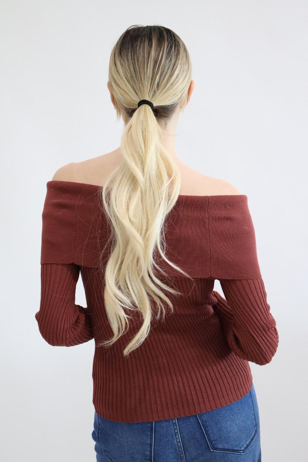 Off The Shoulder Fitted Sweater Product Image
