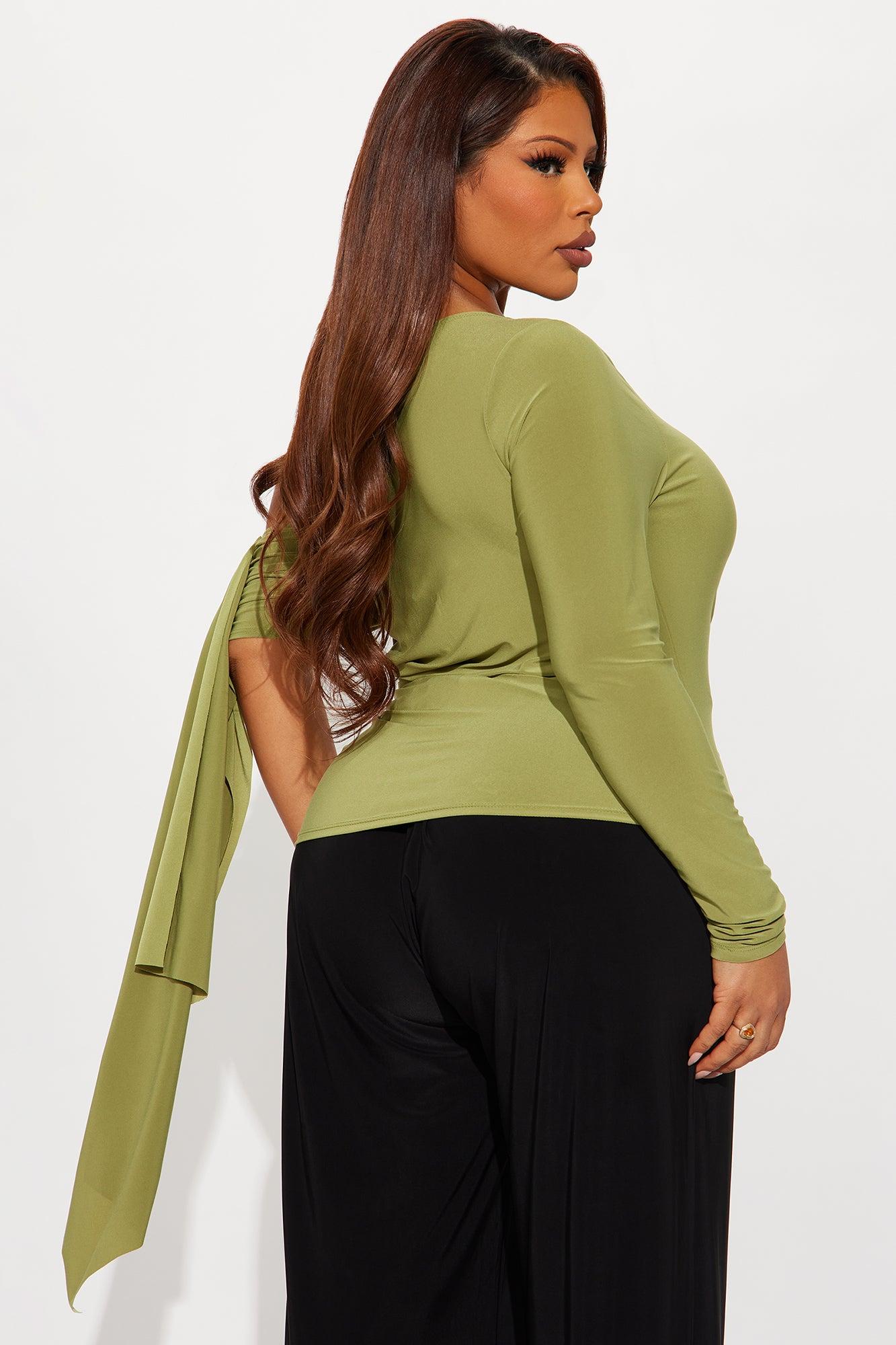 Paola Ruched Off Shoulder Top - Sage Female Product Image
