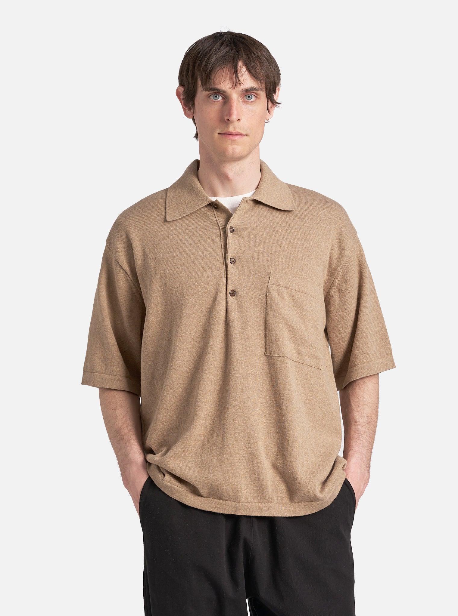 Sand Cotton Knit Pullover Knit Shirt Product Image