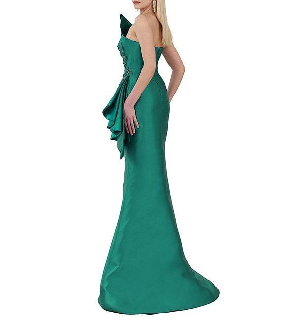 Terani Couture Strapless Beaded Bow Detail Mikado Mermaid Gown Product Image