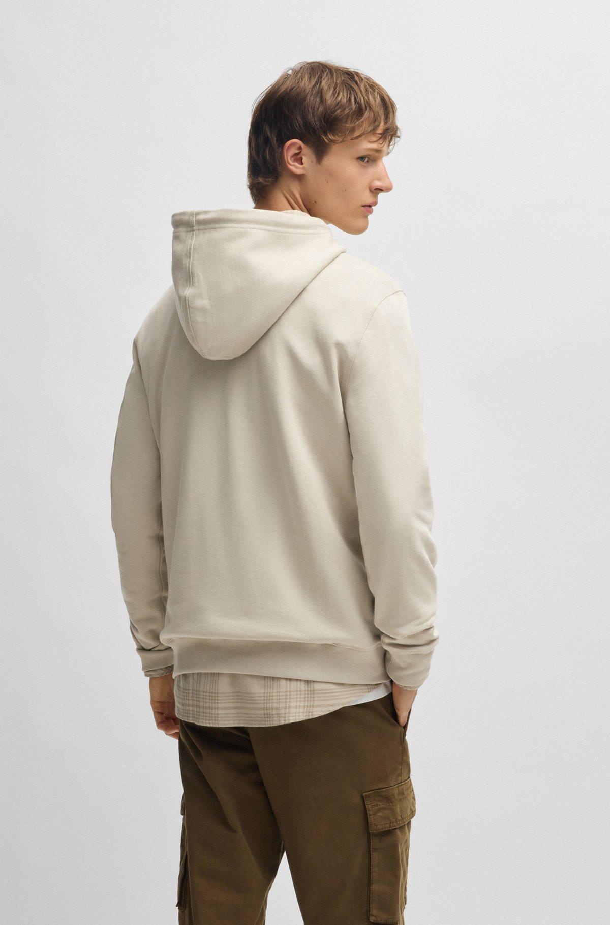 Cotton-terry hoodie with logo patch Product Image