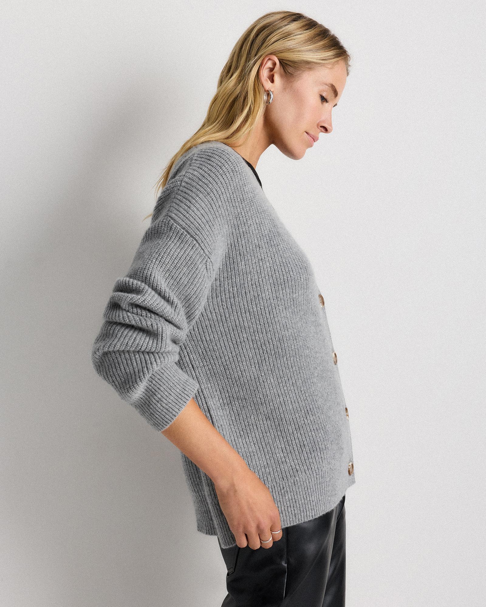 Quince | Women's Mongolian Cashmere Fisherman Boxy Cropped Cardigan Sweater Size XL Product Image