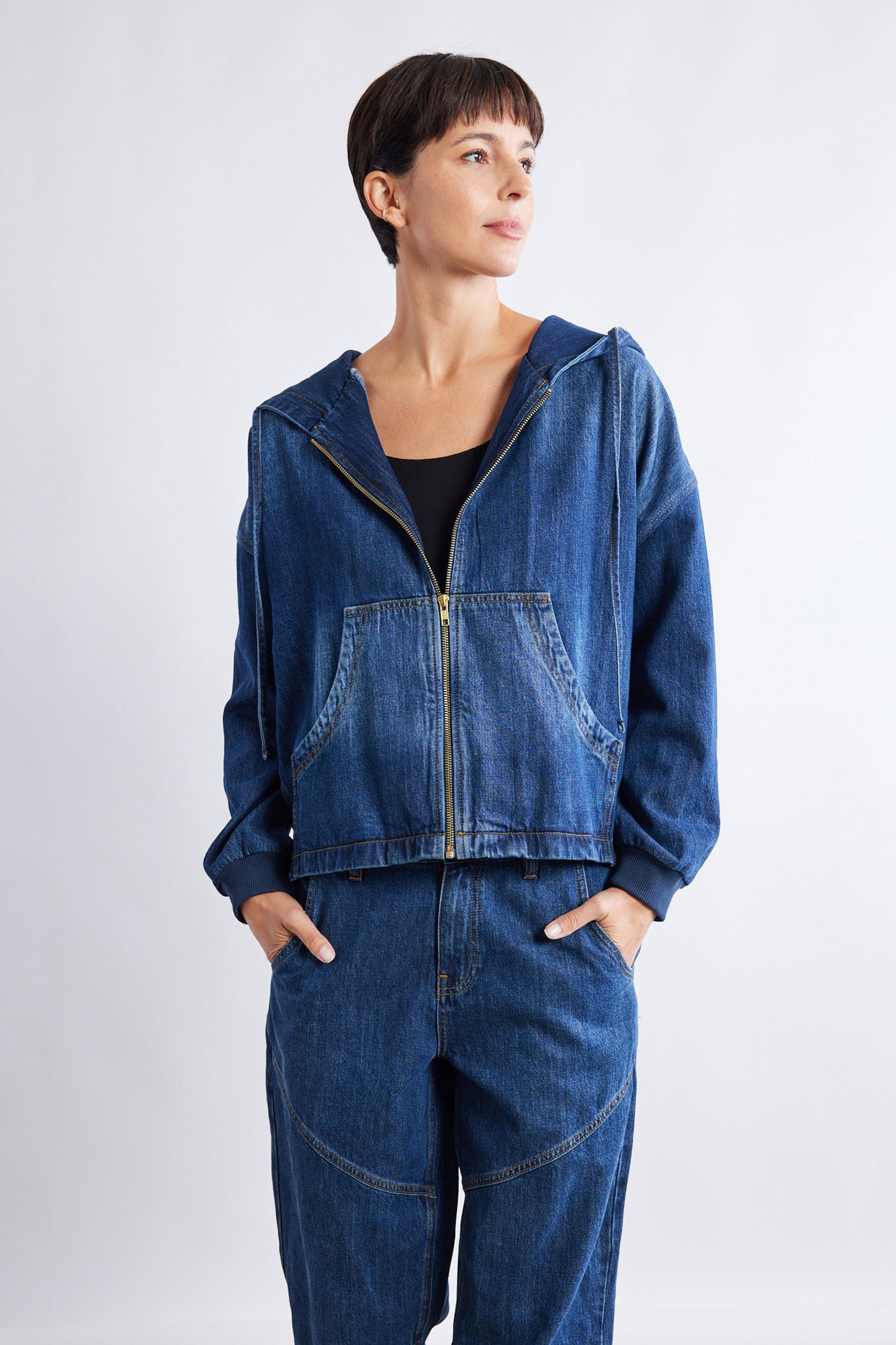 Relaxed Light Denim Hooded Jacket Product Image