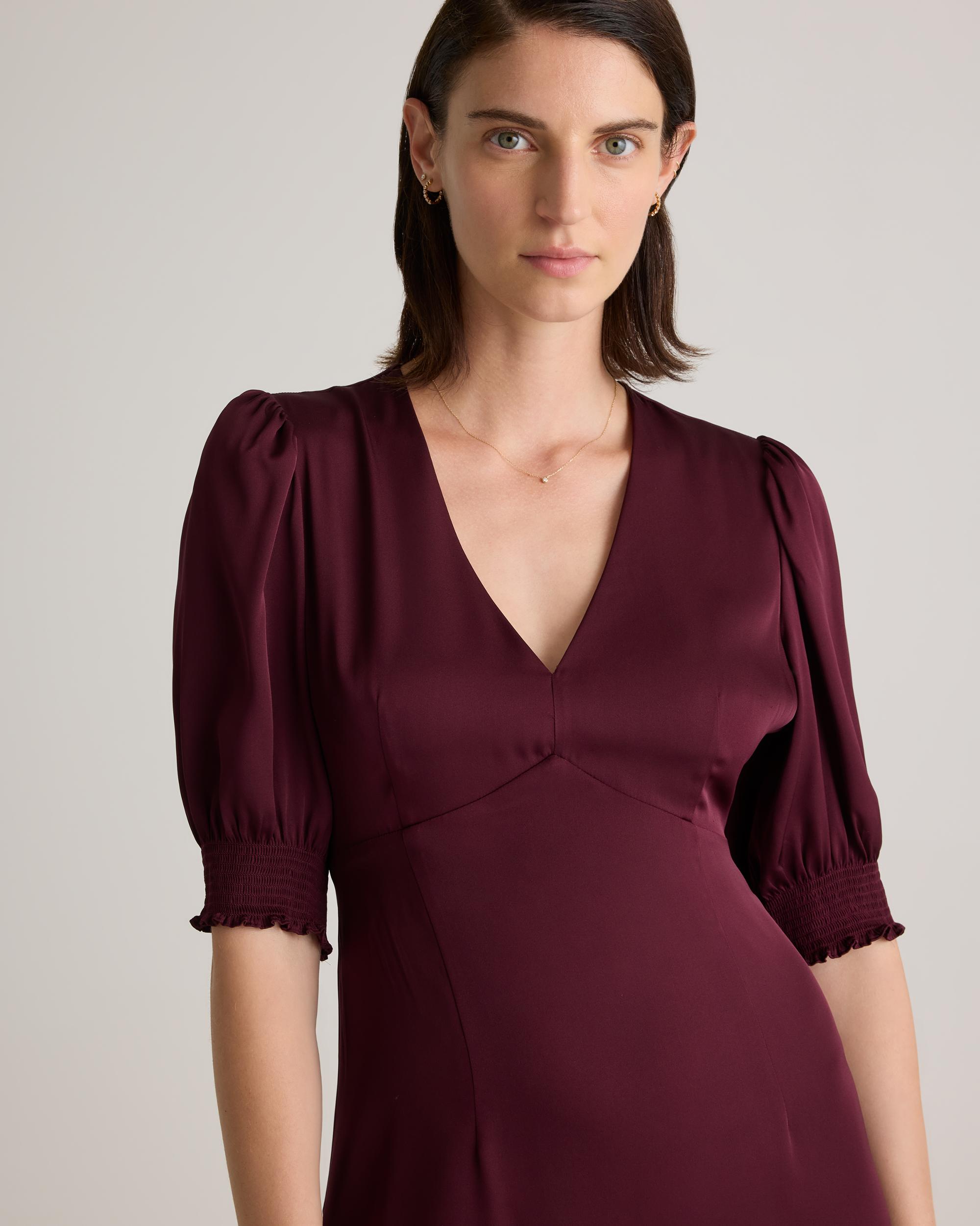 Quince | Women's Washable Stretch Silk Puff Sleeve Mini Dress Mulberry Silk Product Image