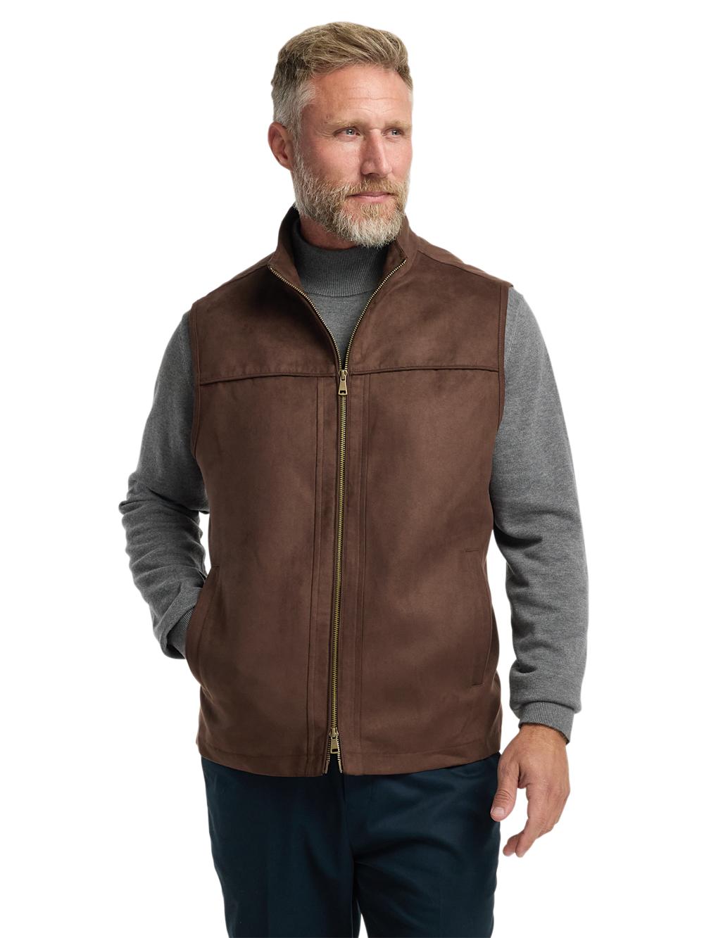 Microsuede Vest - Brown Product Image