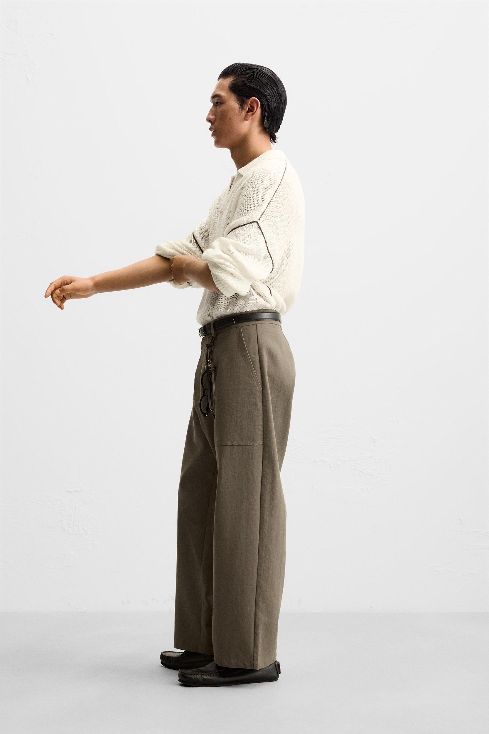 COTTON - LINEN BLEND KNIT POLO Product Image