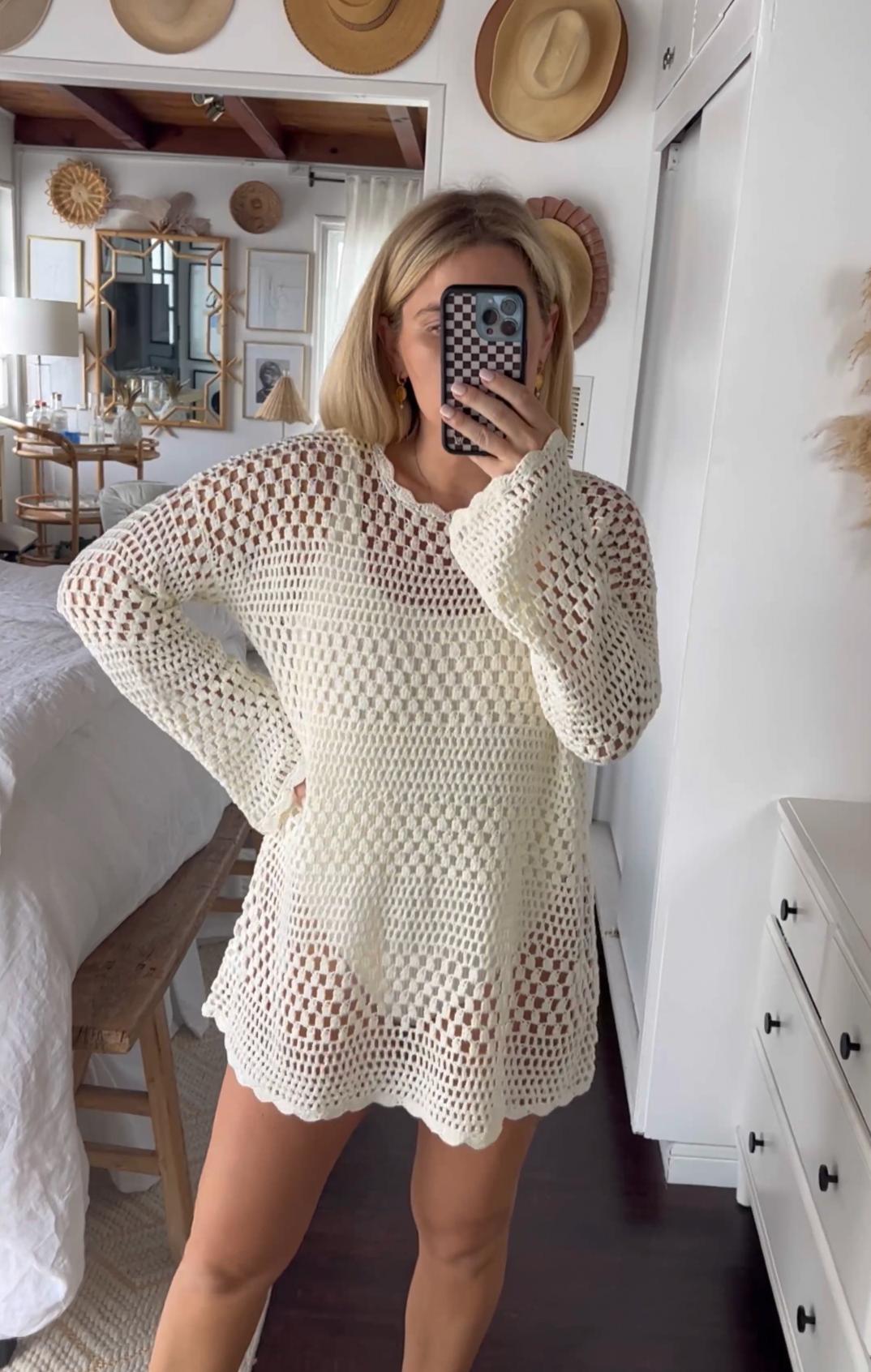 Paula Pullover ~ White Crochet Product Image