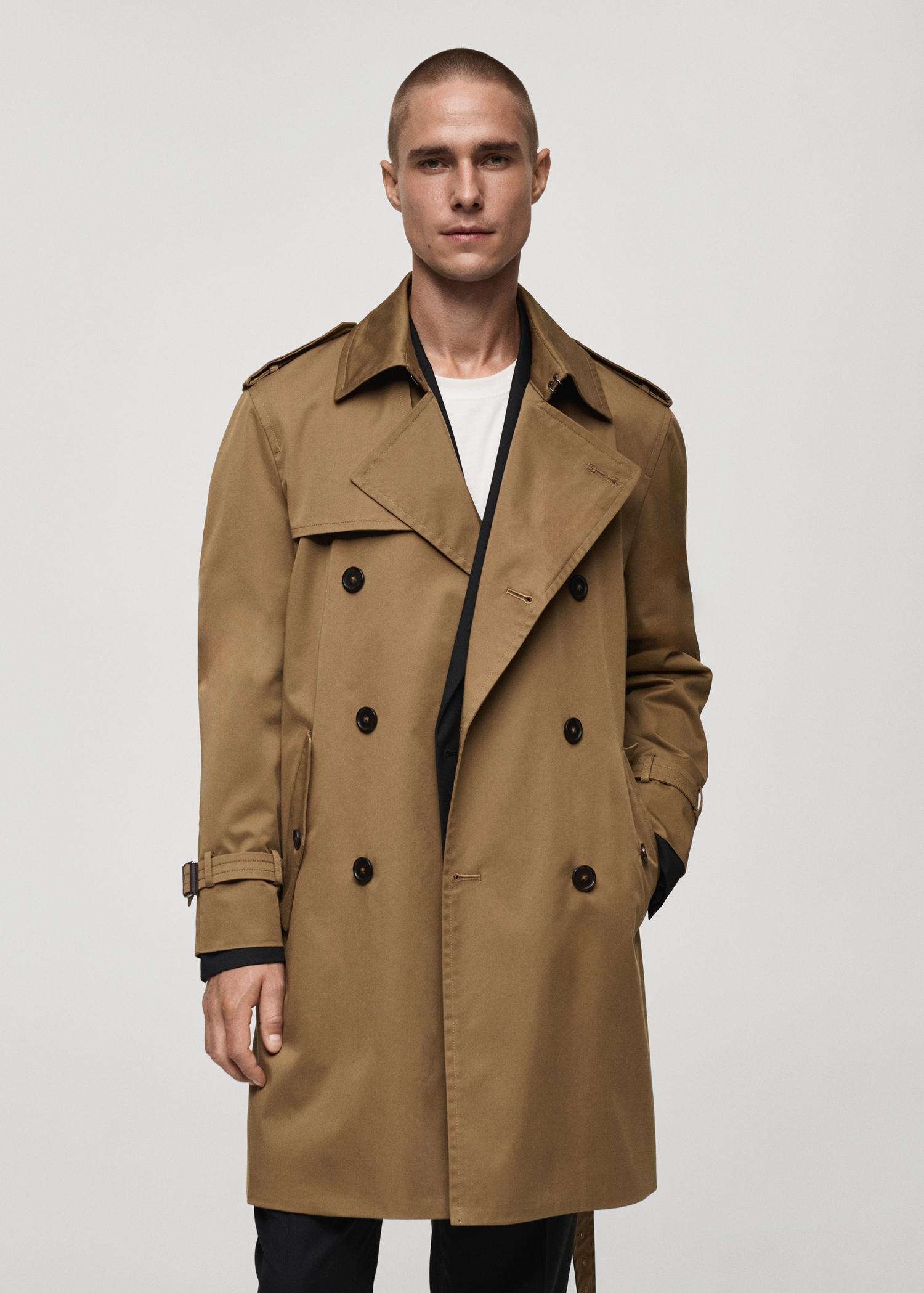 Water-repellent belted trench coat - Men | MANGO USA Product Image