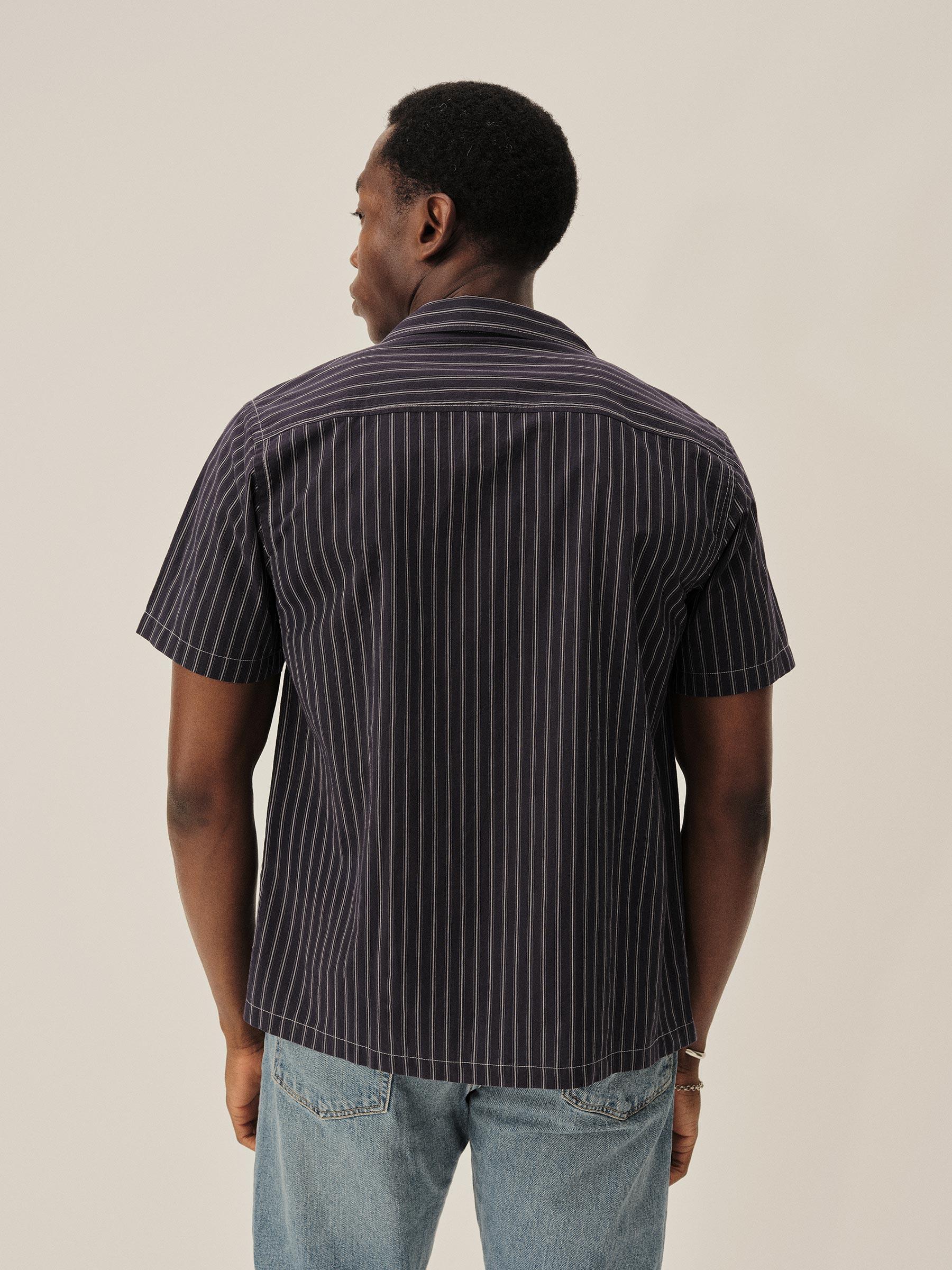 Navy/Natural Road Stripe Wornwell One Pocket Shirt Product Image