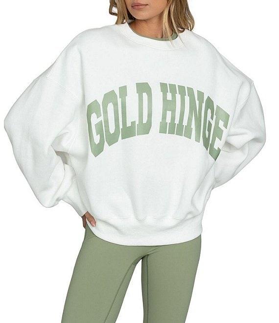 GOLD HINGE Coordinating Wide Arm Crew Neck Long Sleeve Logo Sweatshirt Product Image