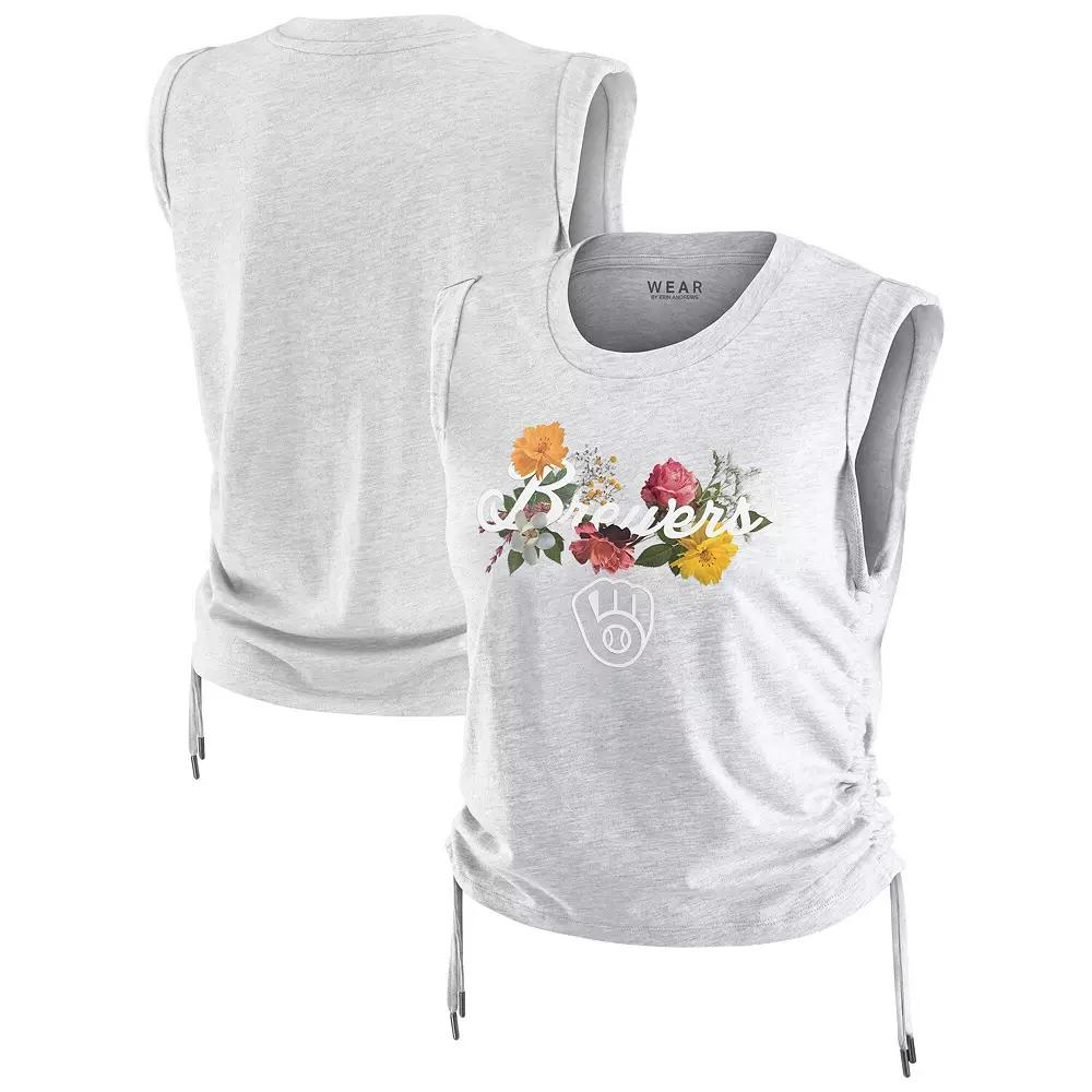 Women's WEAR by Erin Andrews  Heather Gray Milwaukee Brewers Cinched Tank Top, Size: Large, Grey Product Image