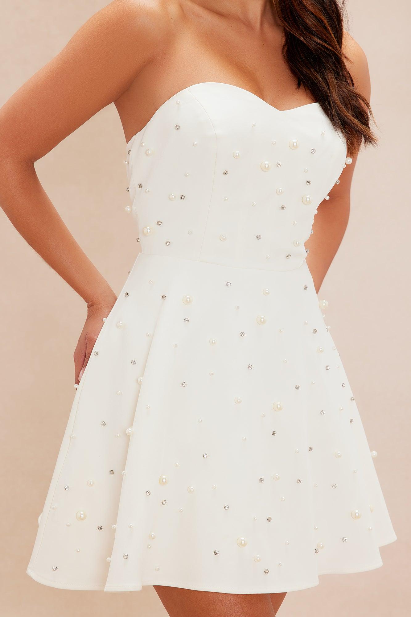 Anisa Pearl Mini Dress - Cream Product Image