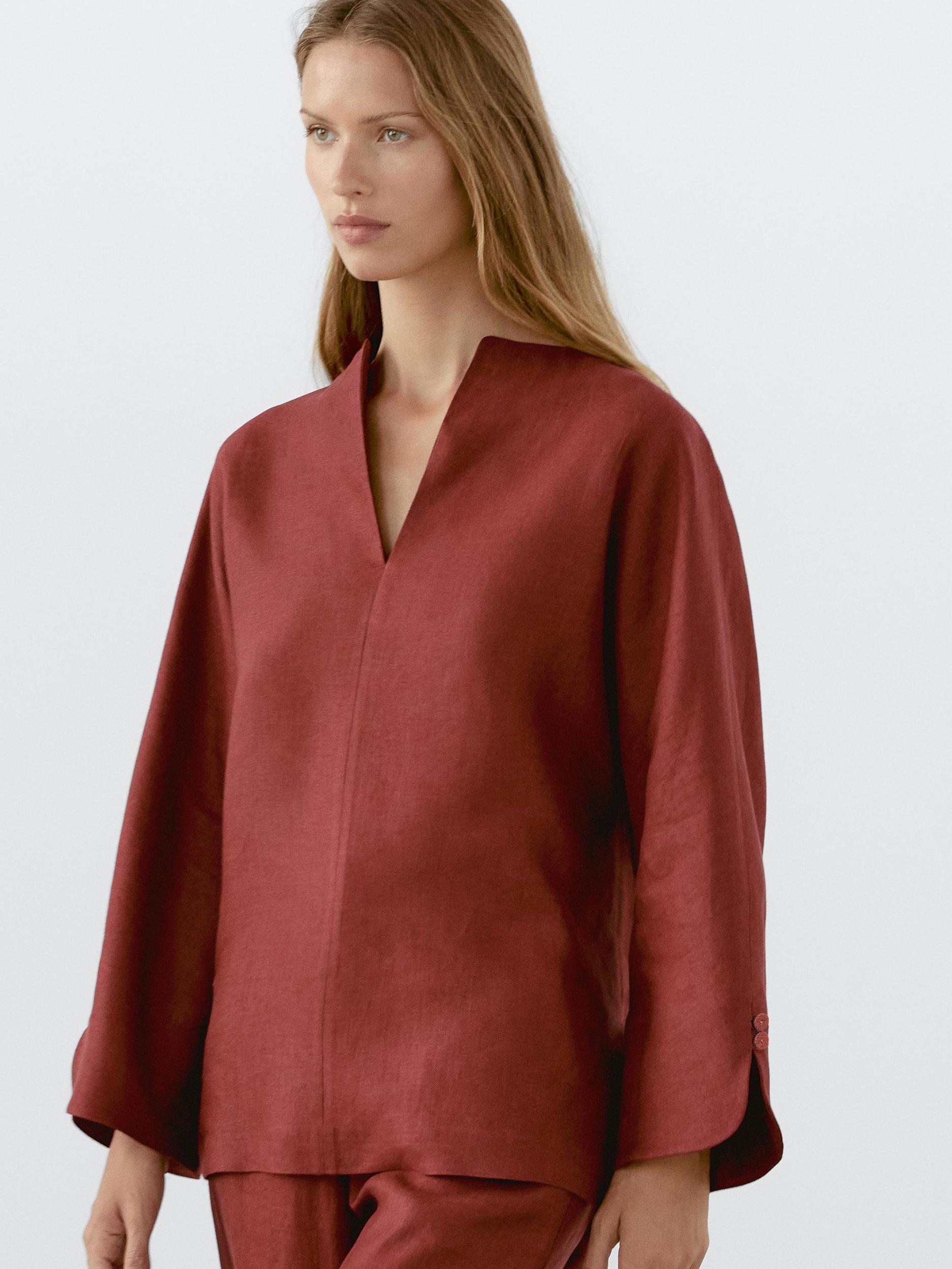 Flowing 100% linen trousers Product Image