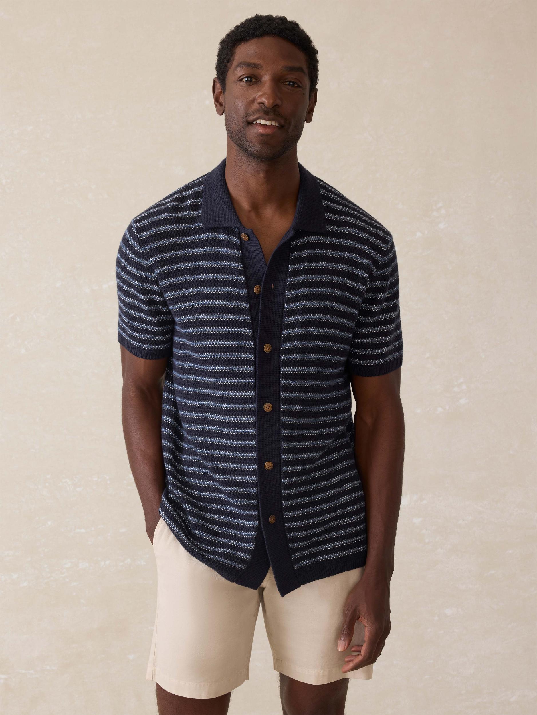 Short-Sleeve Sweater Shirt - Northern Depths Stripe Male Product Image