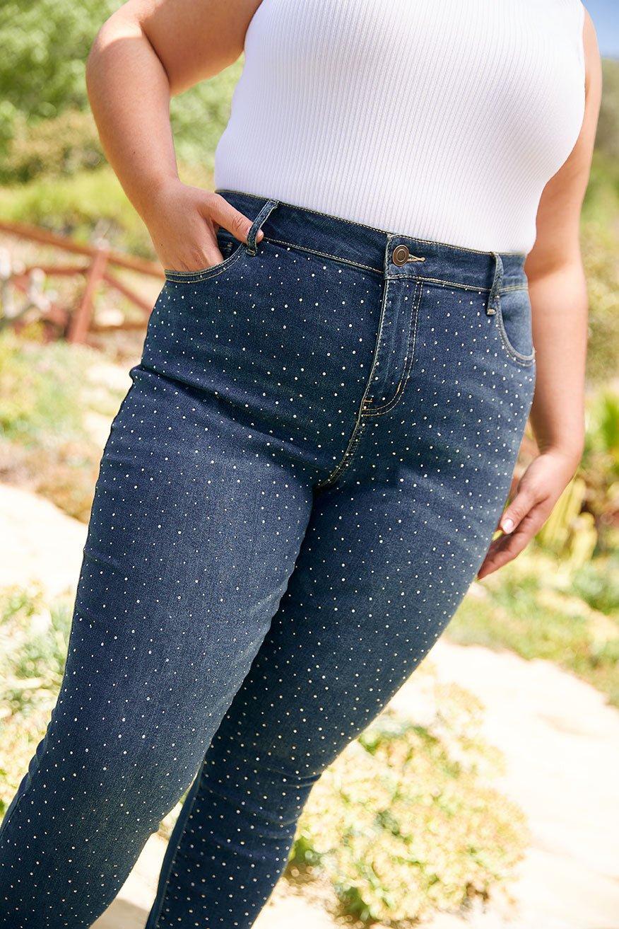 Westport 5 Pocket High Rise Rhinestone Skinny Jeans - Plus Product Image