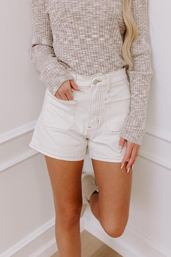 Just USA Libby High Waist Shorts in Ivory Product Image
