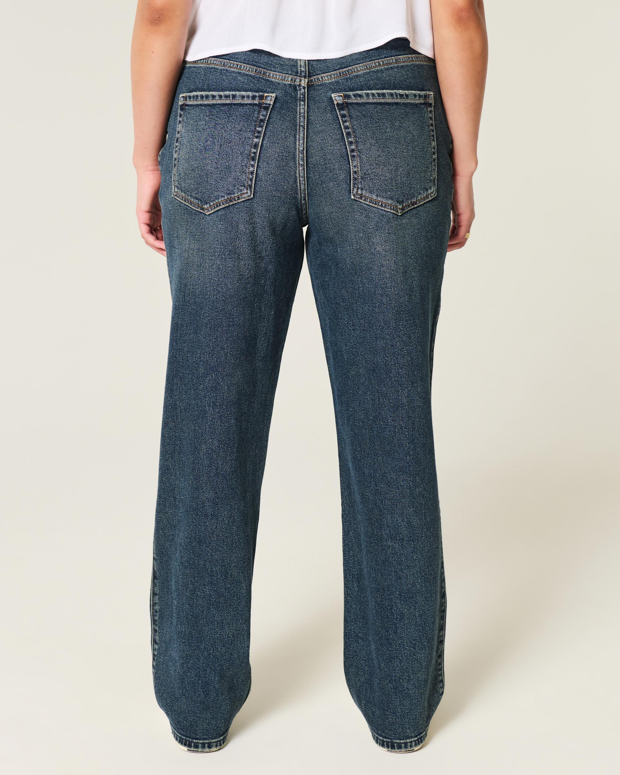 High-Rise Dark Wash Straight Jeans Product Image