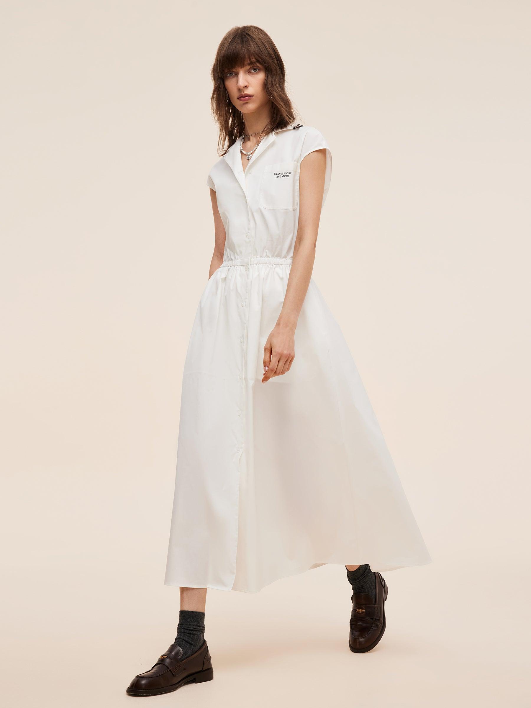 Cap Sleeve Women Gathered Waist Maxi Dress Product Image