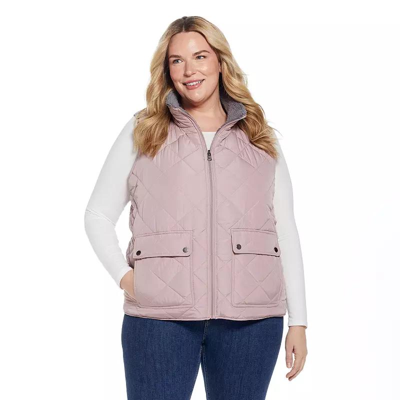 Plus Size Weathercast Midweight Reversible Vest, Women's, Size: 3XL, Pink Pink Product Image