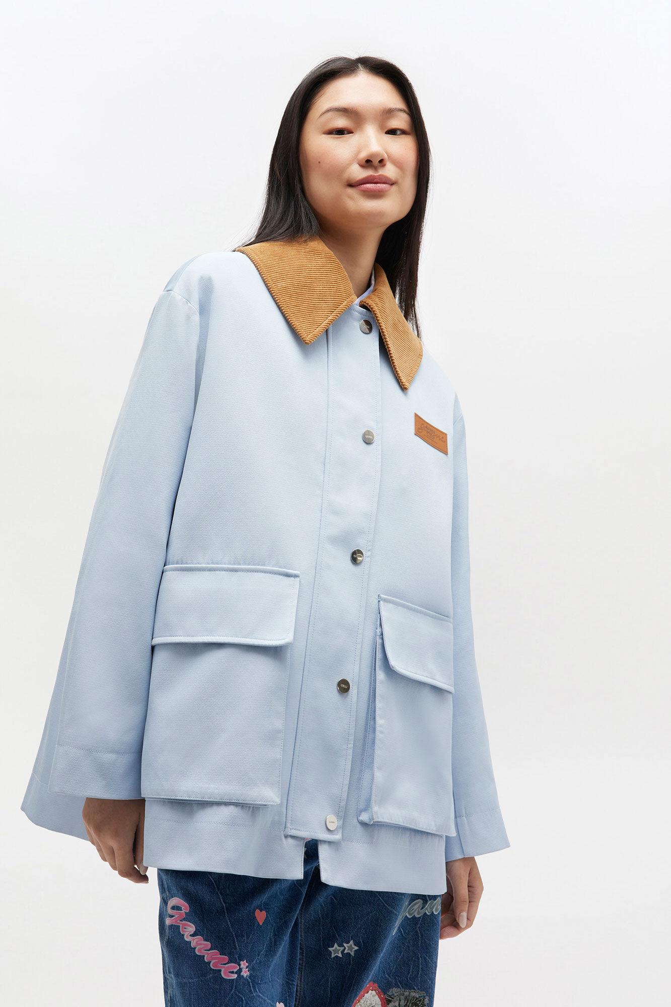 Blue Twill Midi Jacket Product Image