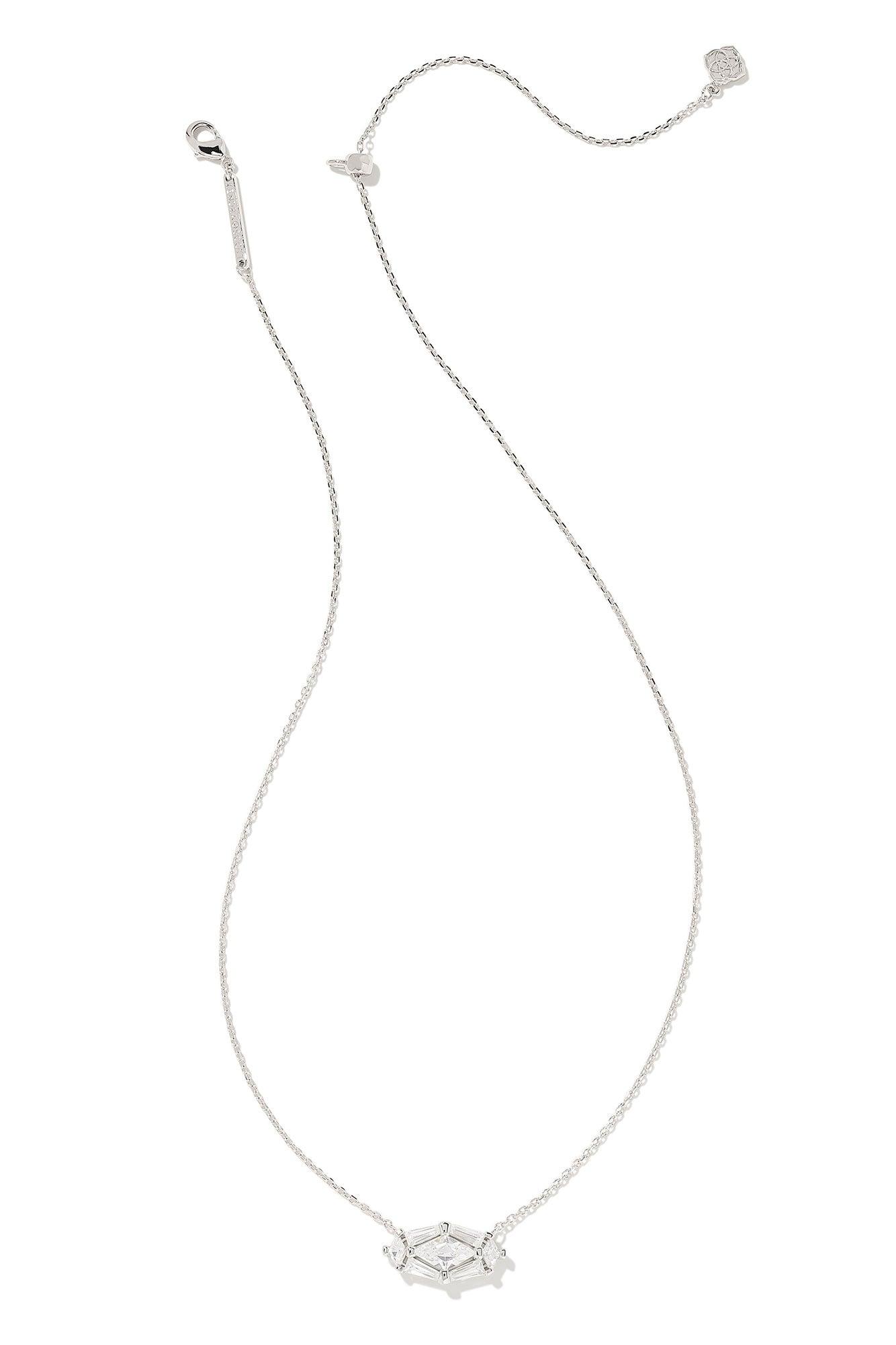 Lindy Rae Elisa Silver Short Pendant Necklace White Crystal Product Image