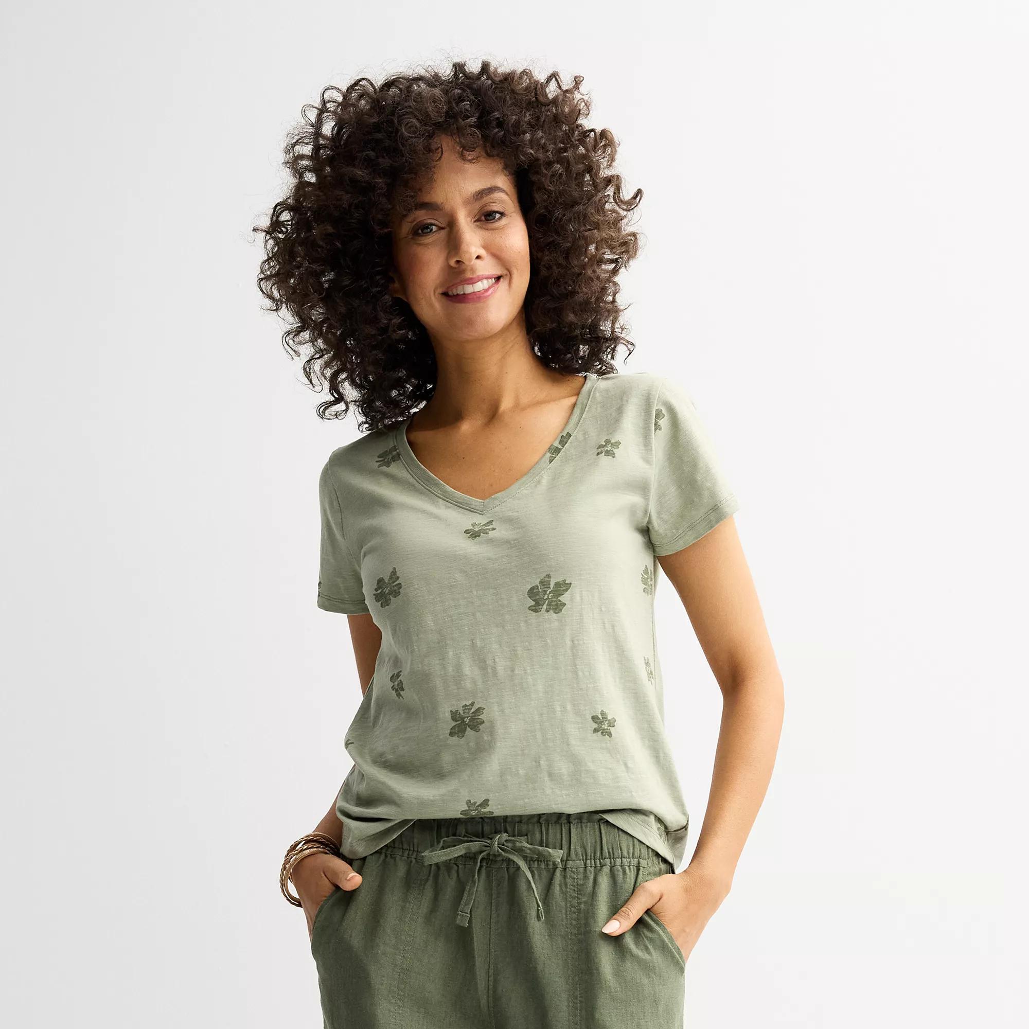 Womens Sonoma Goods For Life Everyday Short Sleeve V-Neck Tee Product Image