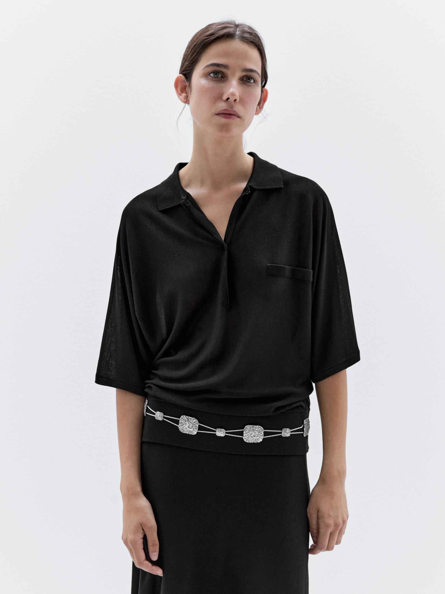Flowing cape-style polo shirt Product Image