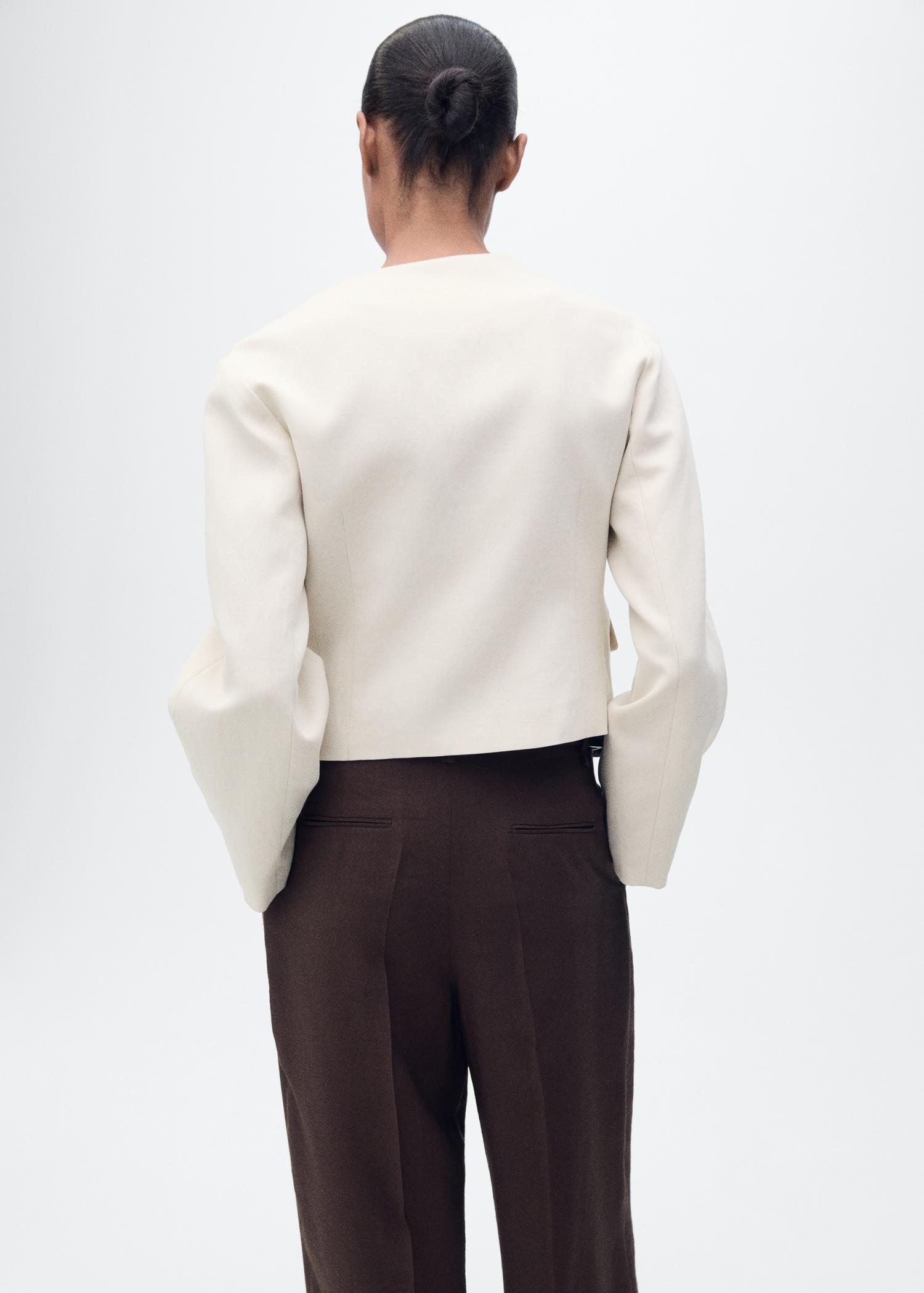 Linen-blend jacket with buttons - Women | MANGO USA Product Image