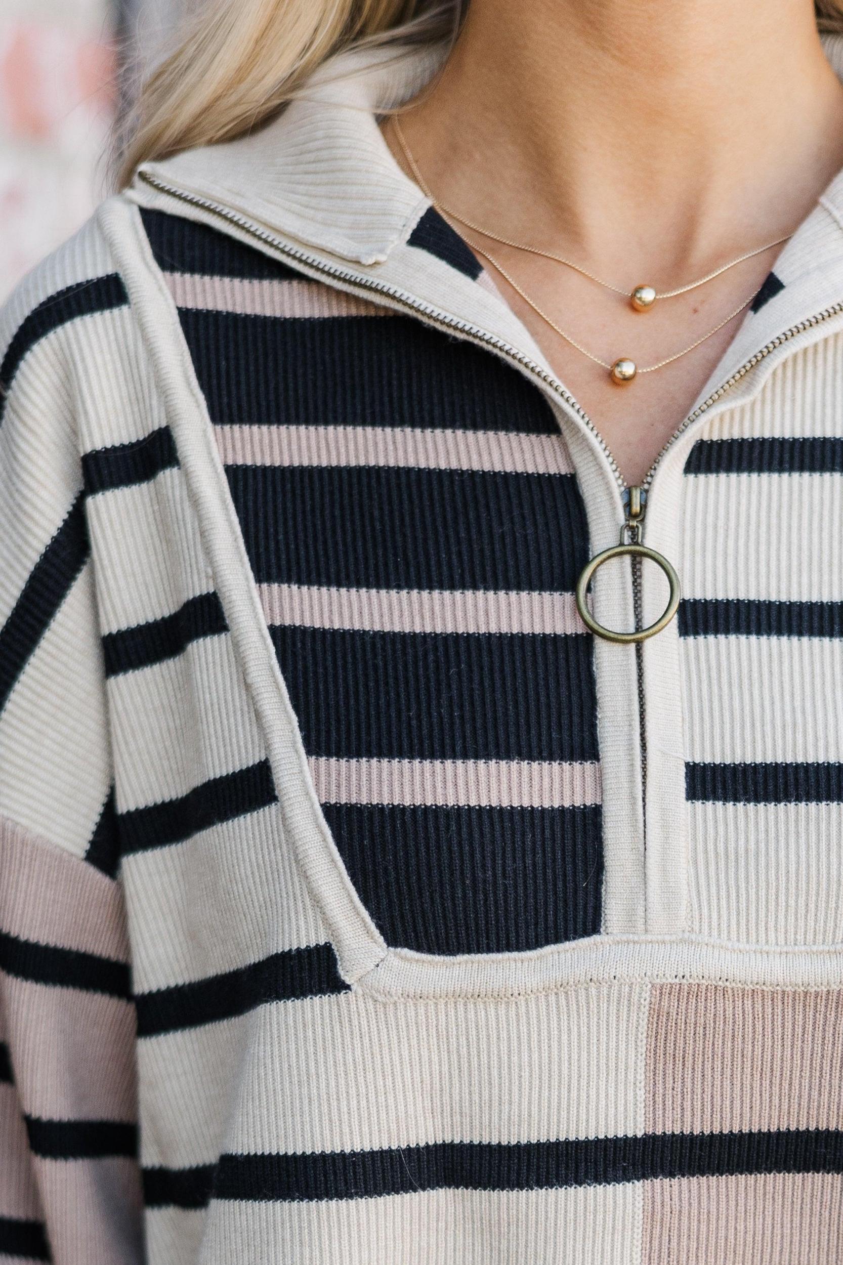 Always The Way Ecru Multi Striped Sweater Female Product Image