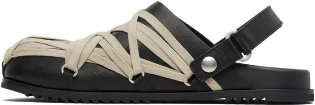 RICK OWENS Leather Loafers With Crisscross Detail In Black Product Image