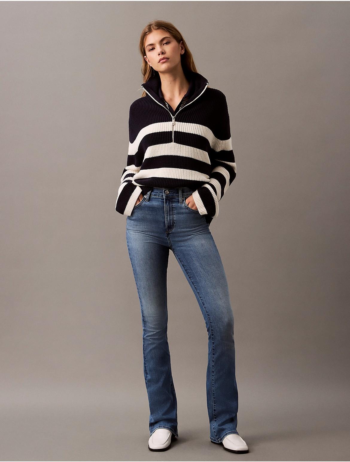 Calvin Klein Womens High Rise Flared Jeans - Black Product Image