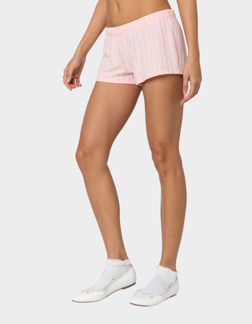 EDIKTED Irene Low Rise Pointelle Micro Shorts - PINK Product Image