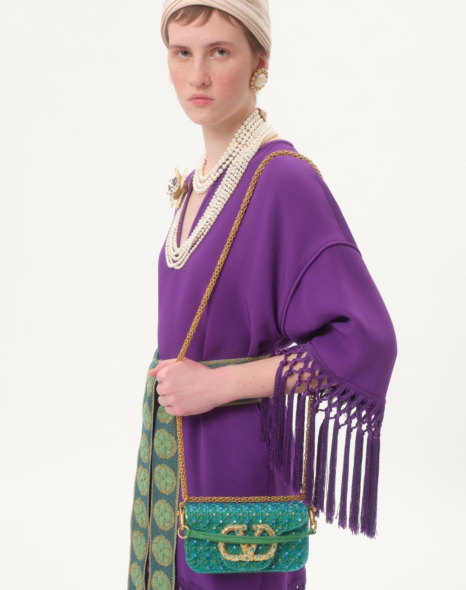 Valentino Garavani Locò Small Shoulder Bag Embroidered With Jewel Logo Product Image