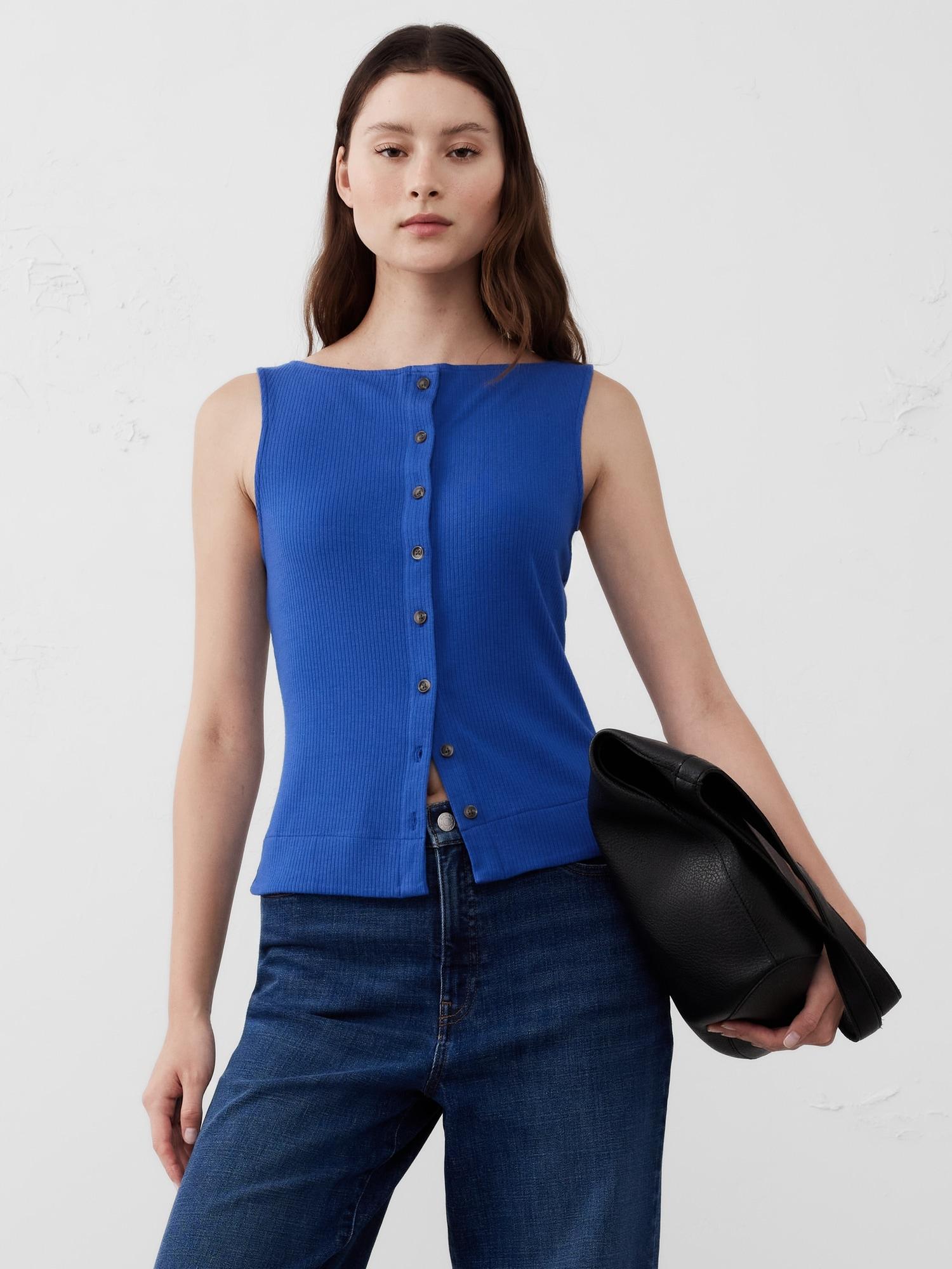 Ribbed Button-Up Tank Product Image