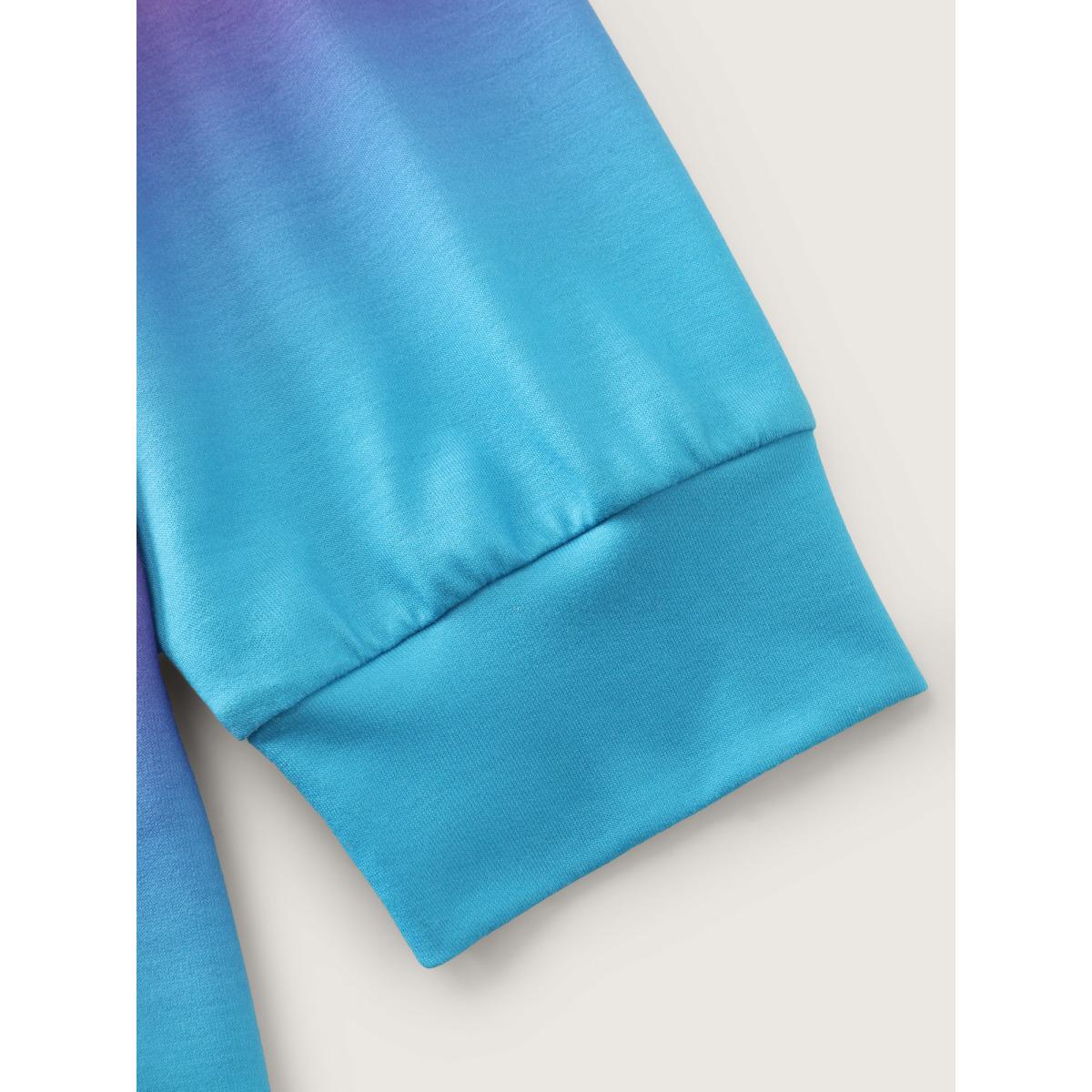 Plus Size Color Gradient Stretchy Hem Hoodie Women Multicolor Playful Non Hooded Casual Sweatshirts BloomChic 28/5X Product Image