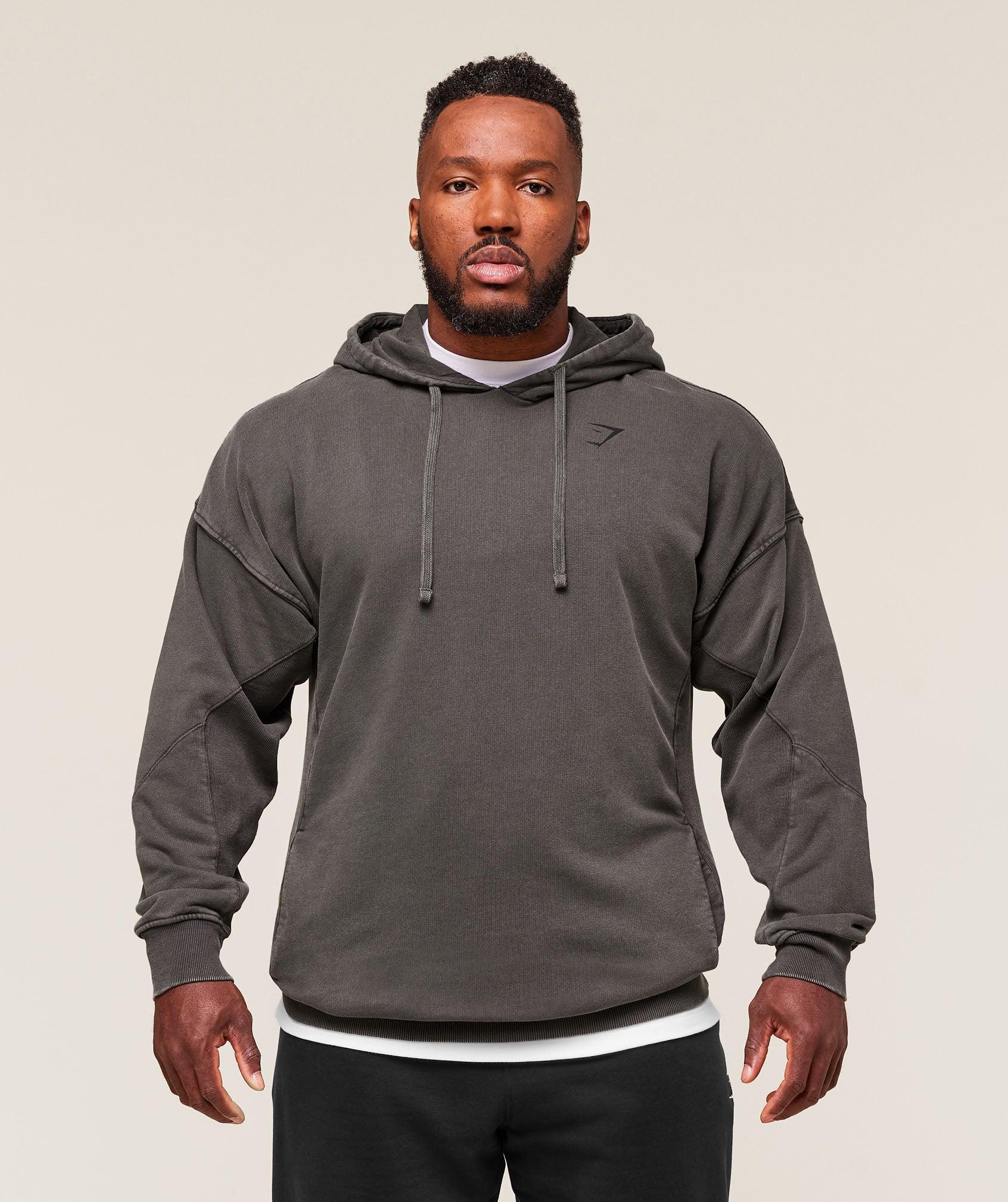 Gymshark Power Washed Hoodie - Onyx Grey Male Product Image