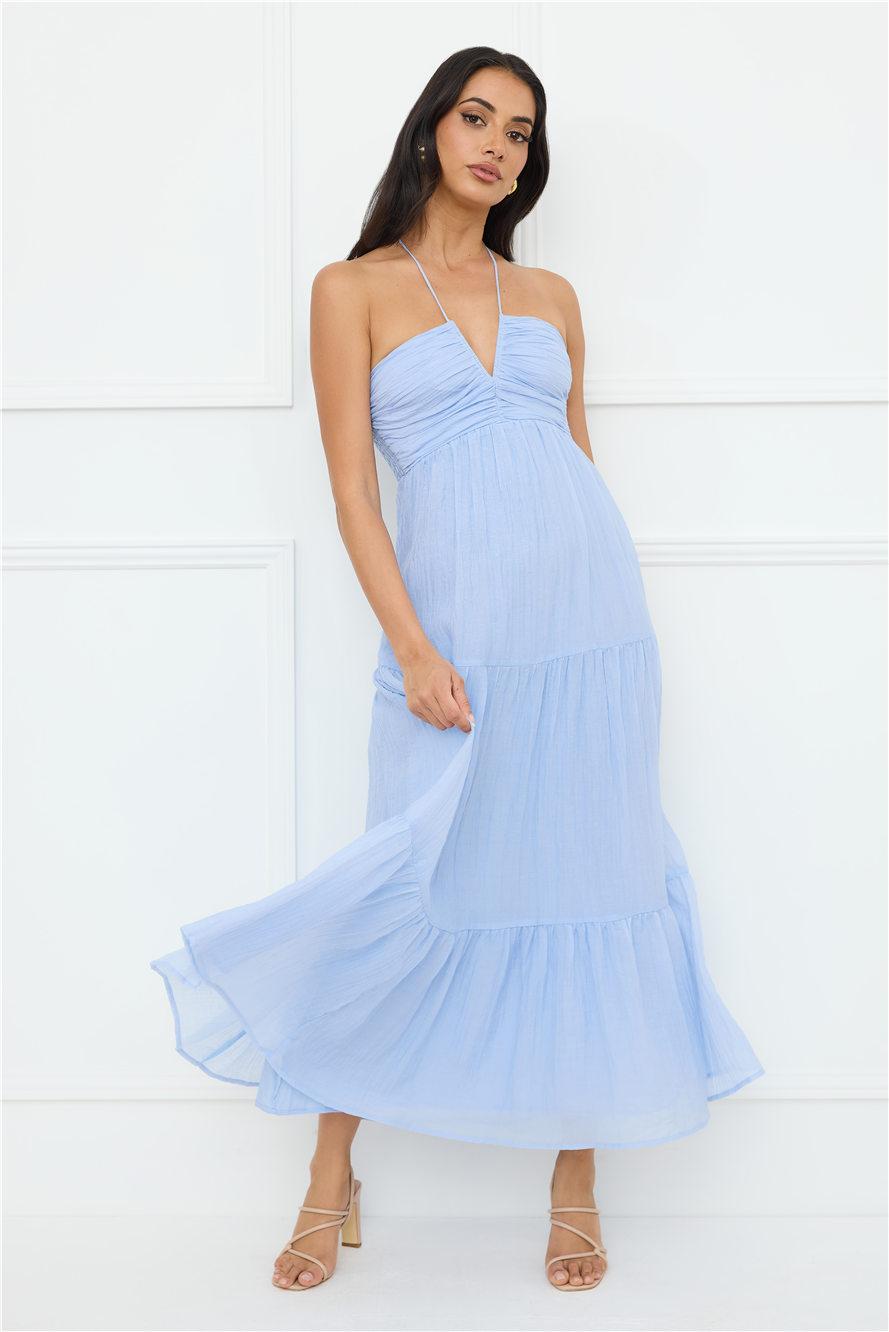 Sunshine Escape Halter Maxi Dress Blue Product Image