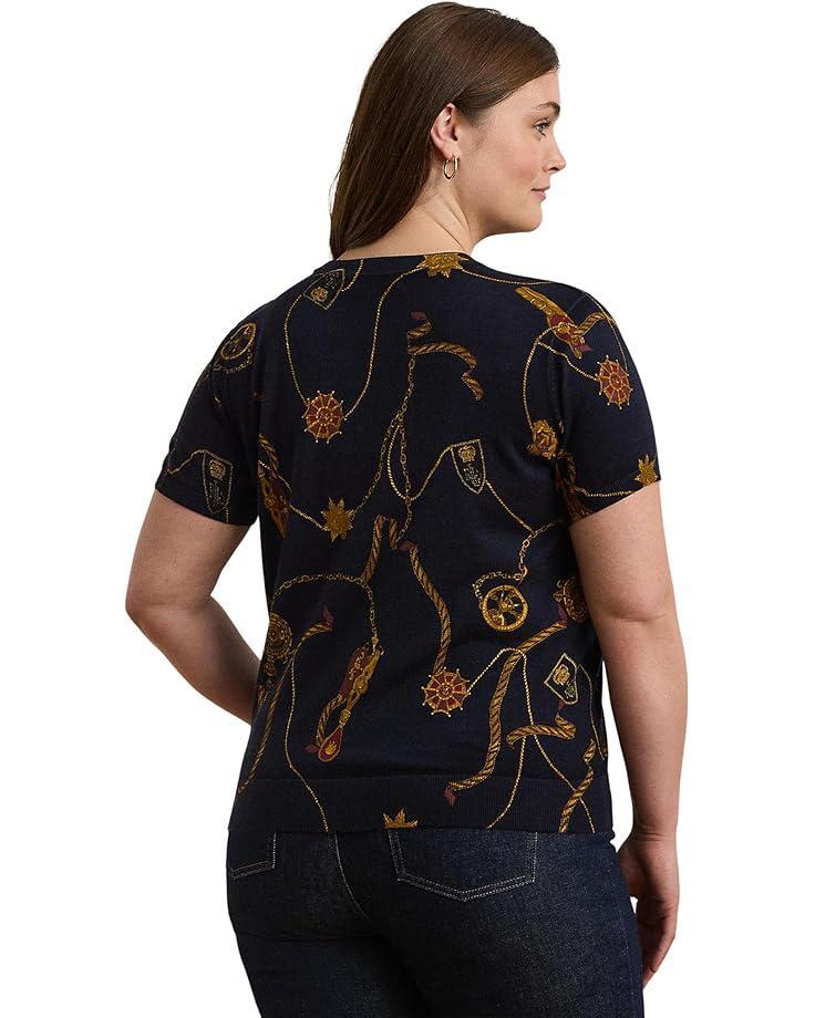 Plus Size Cable-Knit Cotton Polo Sweater Product Image